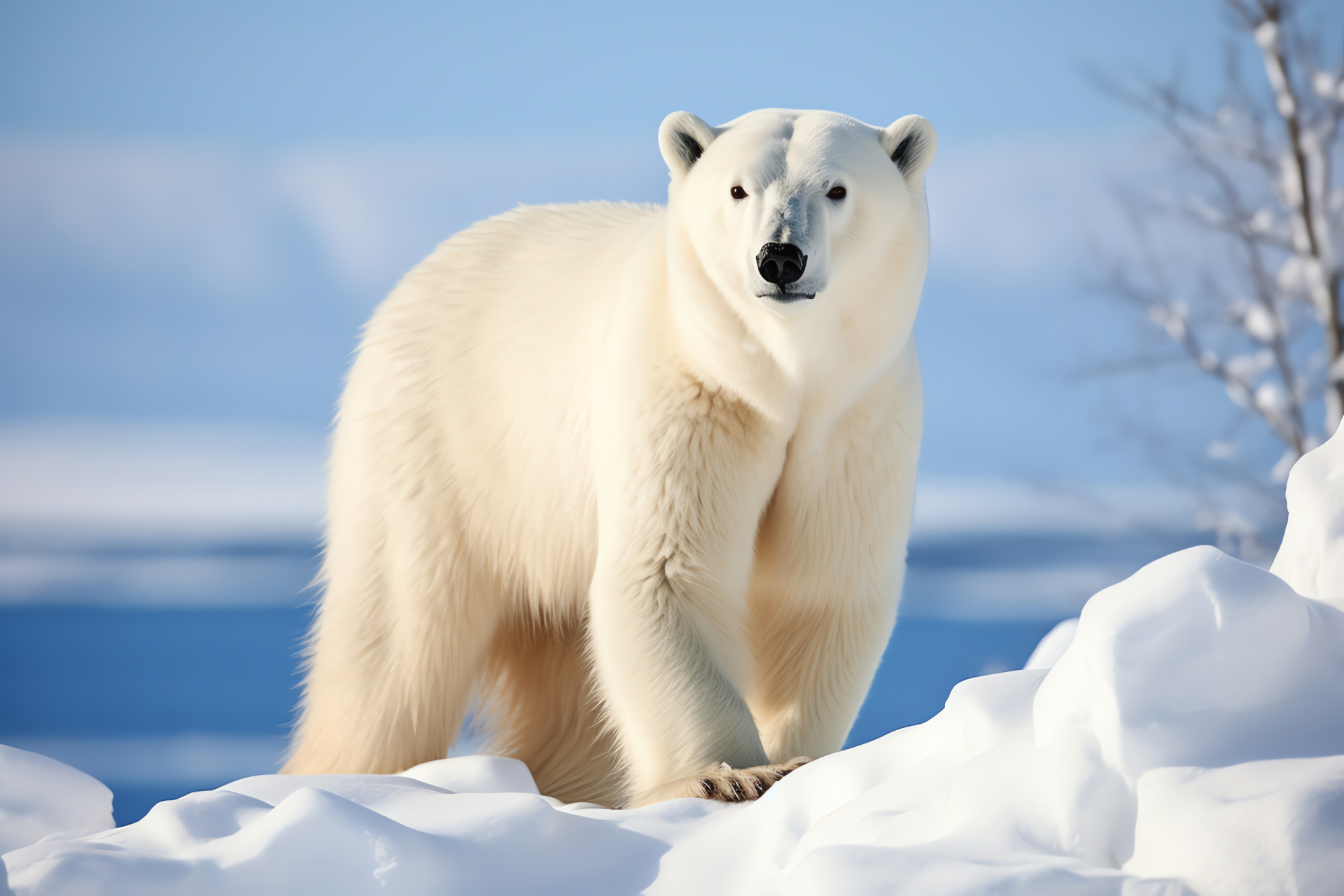 Arctic mammal, Polar Bear species, carnivorous predator, ice-covered habitat, northern wildlife, HD Desktop Wallpaper