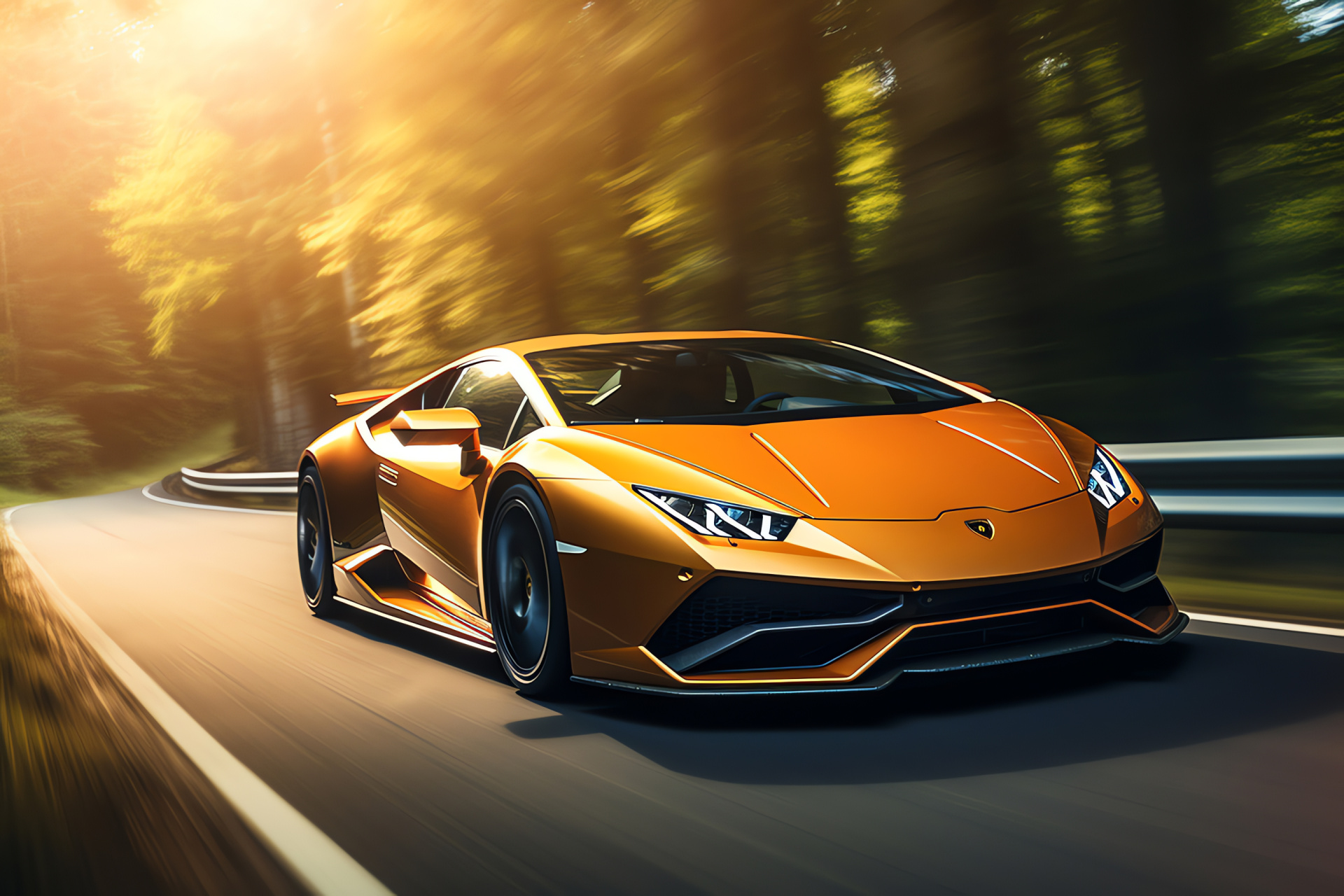 Lamborghini Huracn Performante, Nrburgring track atmosphere, High-performance design, Aggressive automotive lines, Aerodynamic sports car, HD Desktop Image