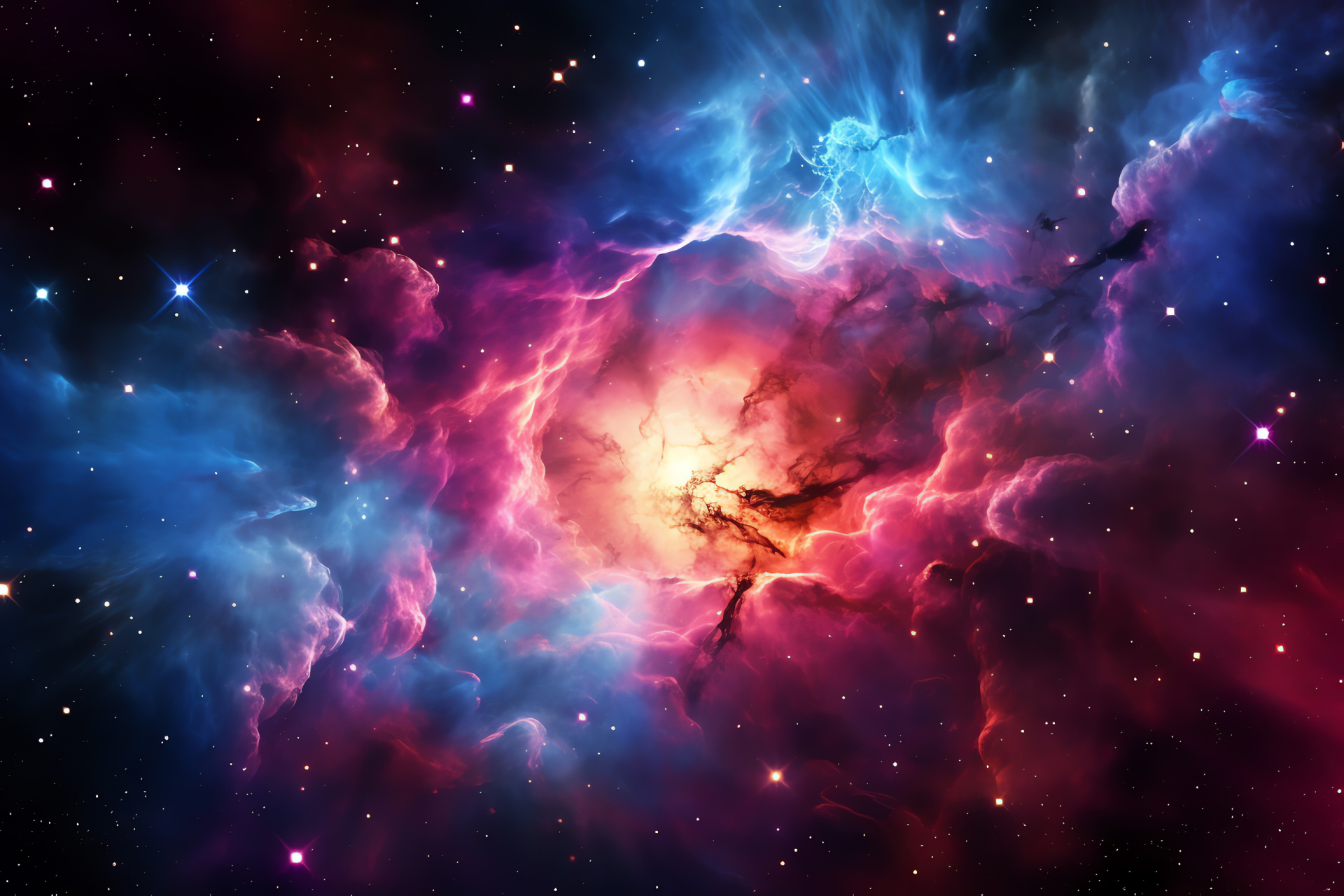 Cosmic Rosette Nebula, Monoceros constellation region, Pink interstellar cloud, Gaseous nebula composition, Radiant astronomy feature, HD Desktop Image