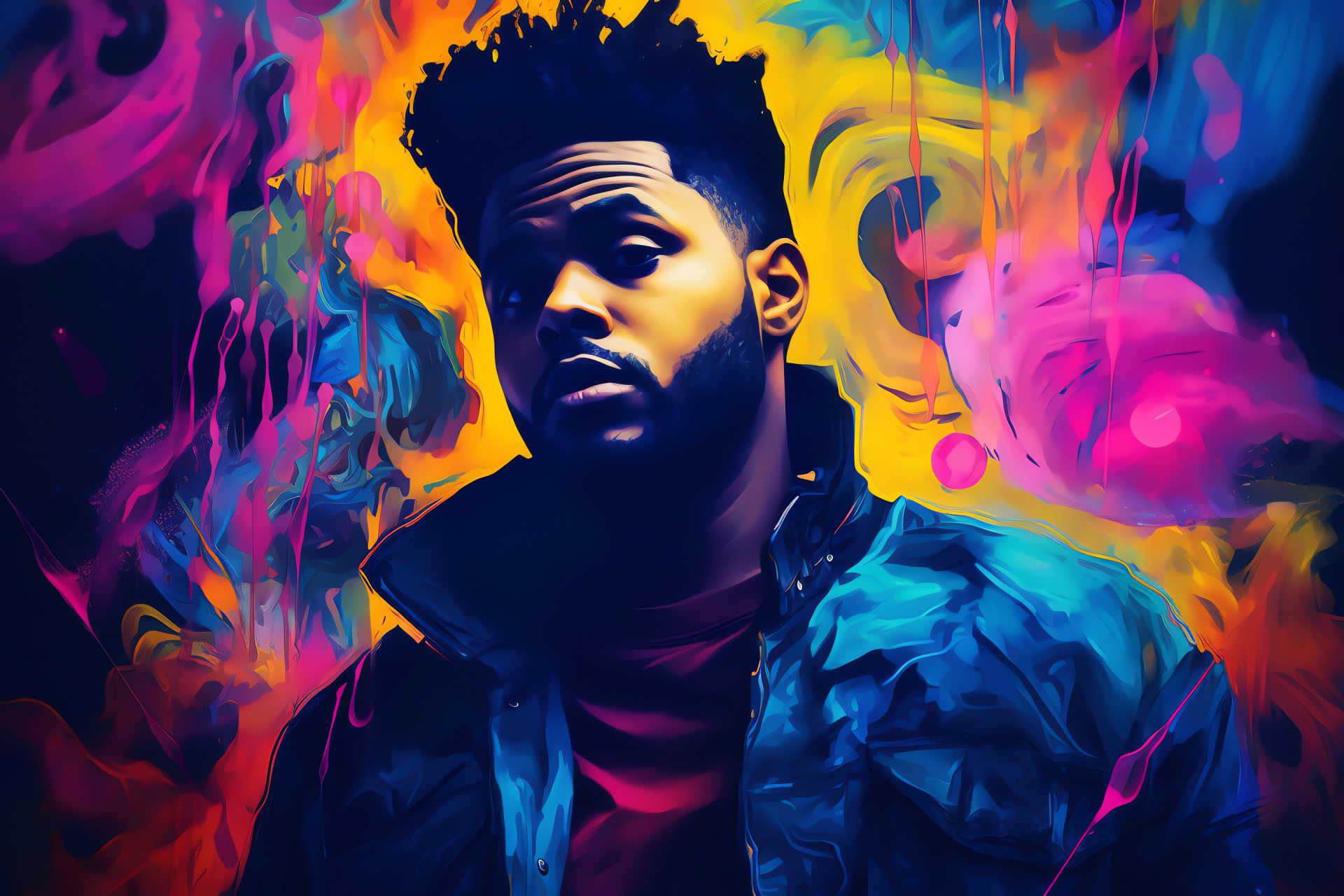 The Weeknd, Surreal environment, Artist in fantasy, Digital artistry, Hypnotic patterns, HD Desktop Image