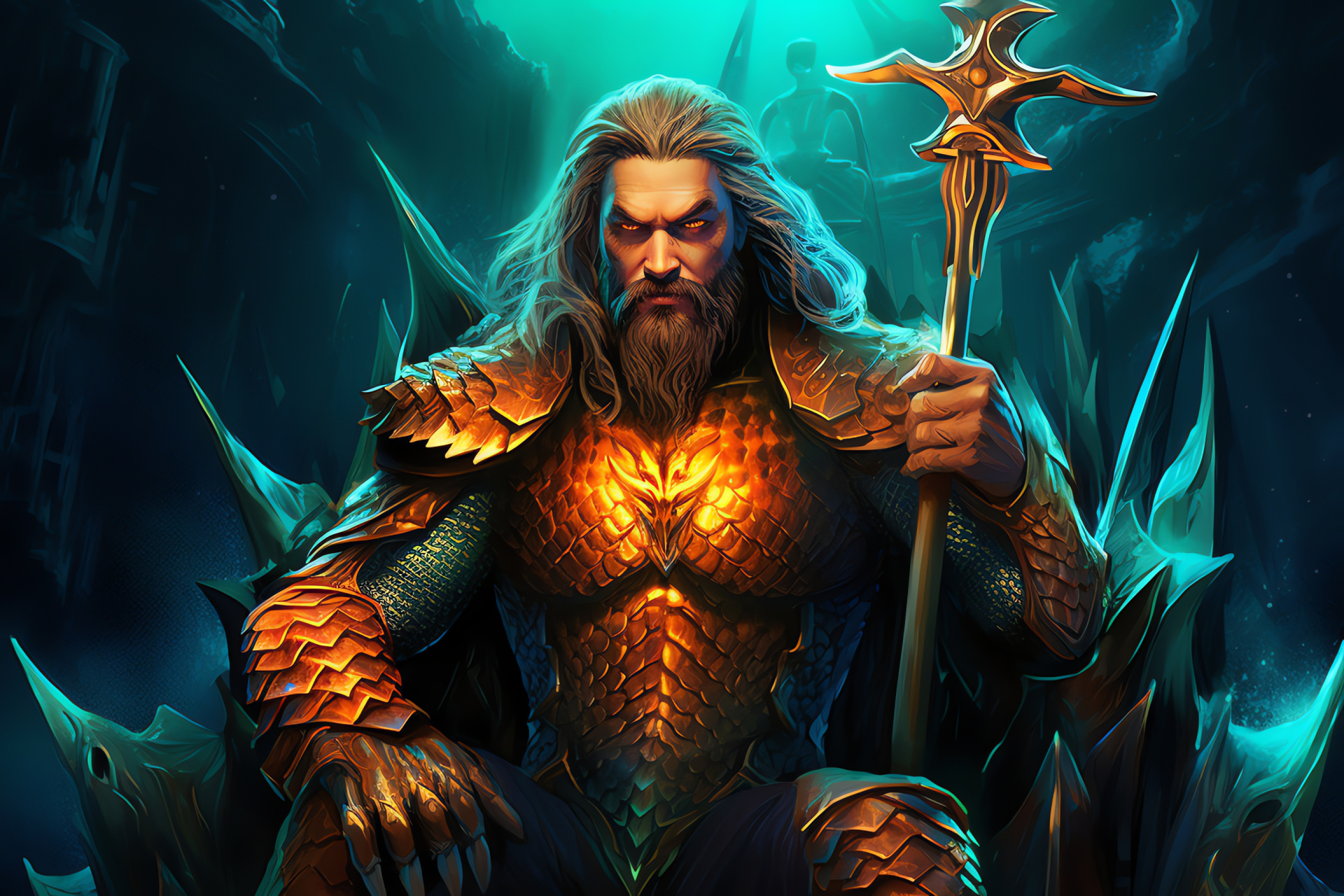 Aquaman New 52, Atlantis ruler, Ocean king, Heroic armor, DC comics character, HD Desktop Image