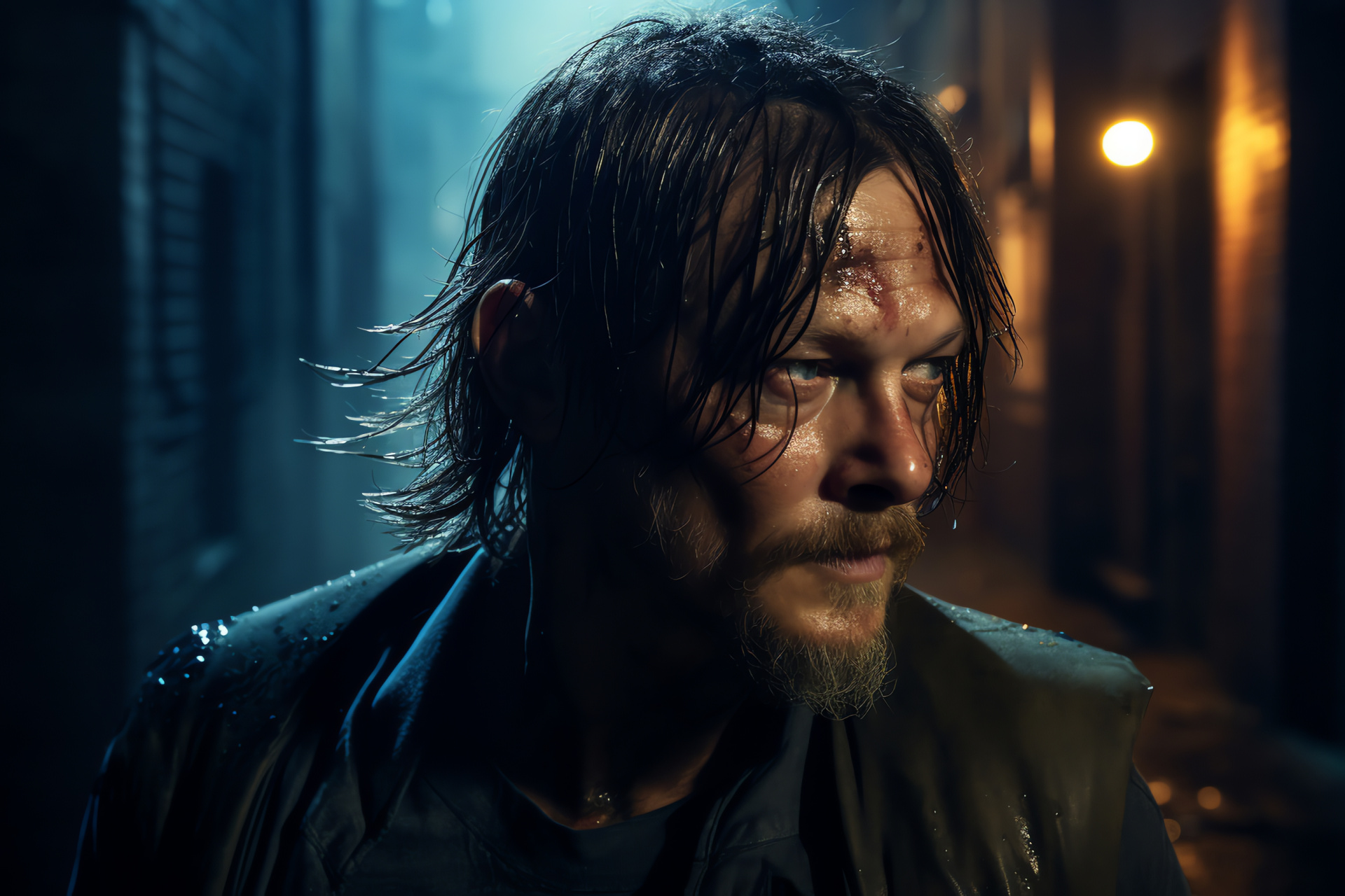 Norman Reedus roles, Cult classic vigilante, Digital game adaptation, Actor close-up, Character study, HD Desktop Image