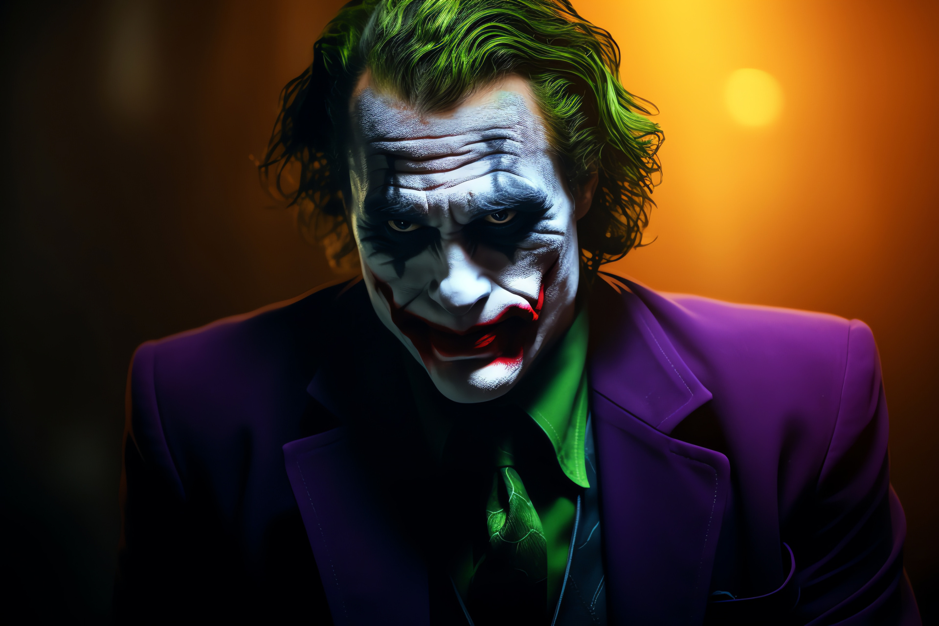 Joker's twisted visage, comic villain, deck of chaos, green-eyed madness, Gotham's nemesis, HD Desktop Image