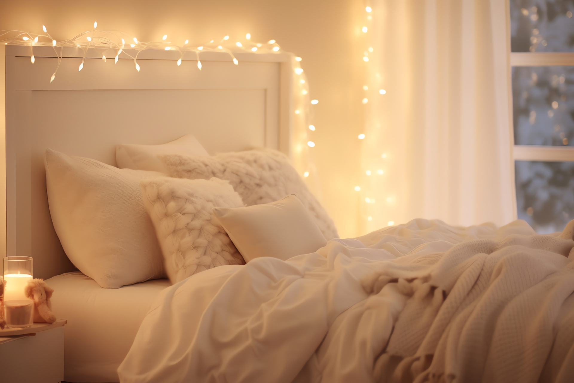 Intimate nook, Twinkling light decor, Furnishing centerpiece, Enchanted setting, Amour theme, HD Desktop Wallpaper