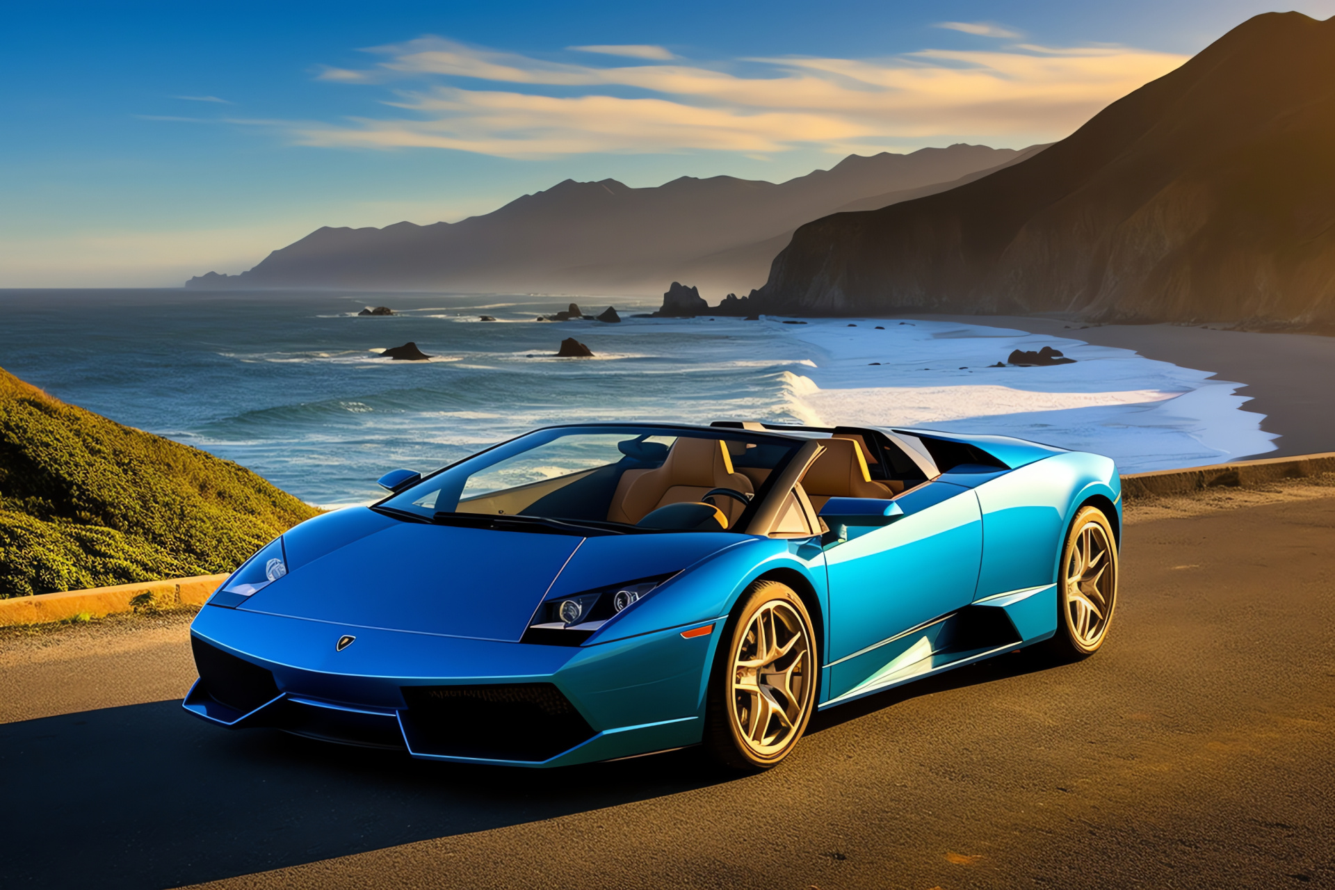 Lamborghini Murcielago Roadster, Pacific Coast Highway, Big Sur segment, Performance roadster, Coastal views, HD Desktop Image