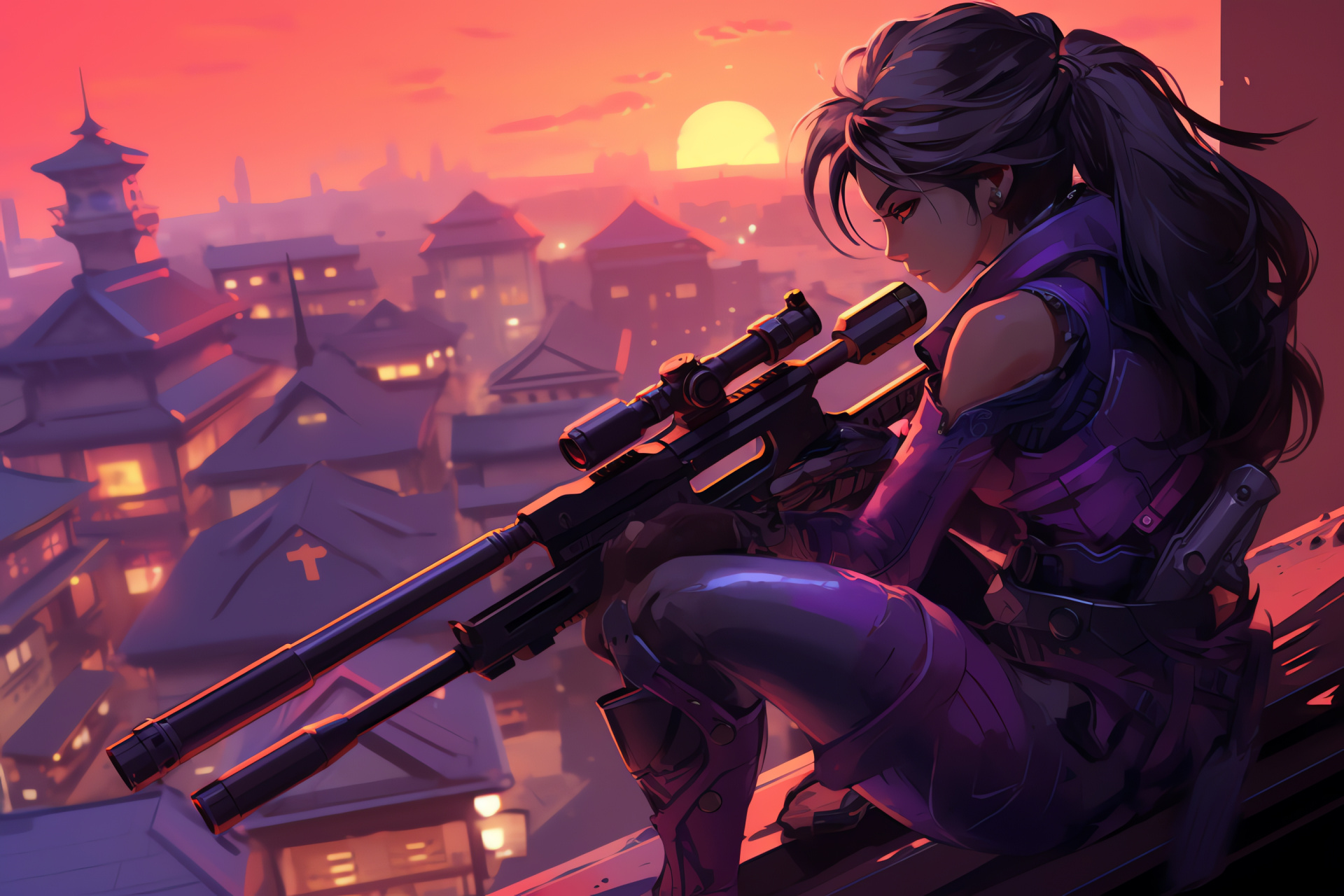 Overwatch sniper Widowmaker, Overwatch combat scene, Skilled assassin, Stealthy gamer avatar, Overwatch character, HD Desktop Image