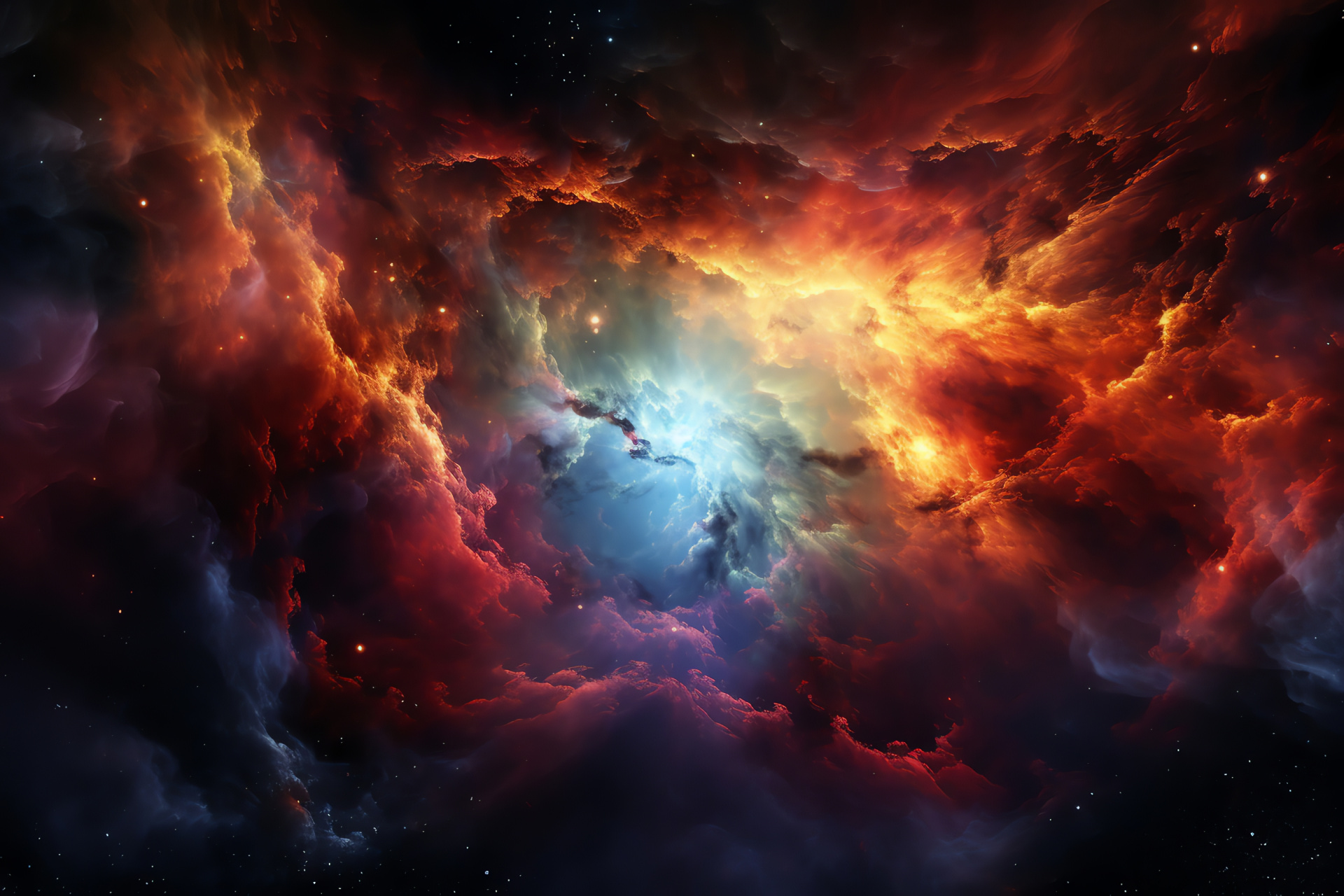 Dying star panorama, Supernova journey, Intense galactic event, Colorful space cluster, Panoramic spectacle, HD Desktop Wallpaper