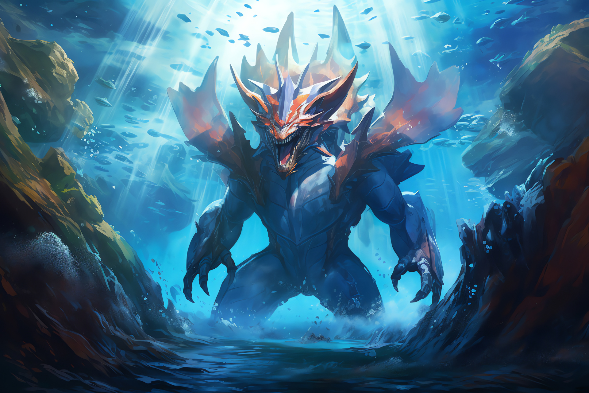 Pokemon Mega Gyarados, Aquatic terror, Oceanic depths, Leviathan strength, Serpentine form, HD Desktop Wallpaper
