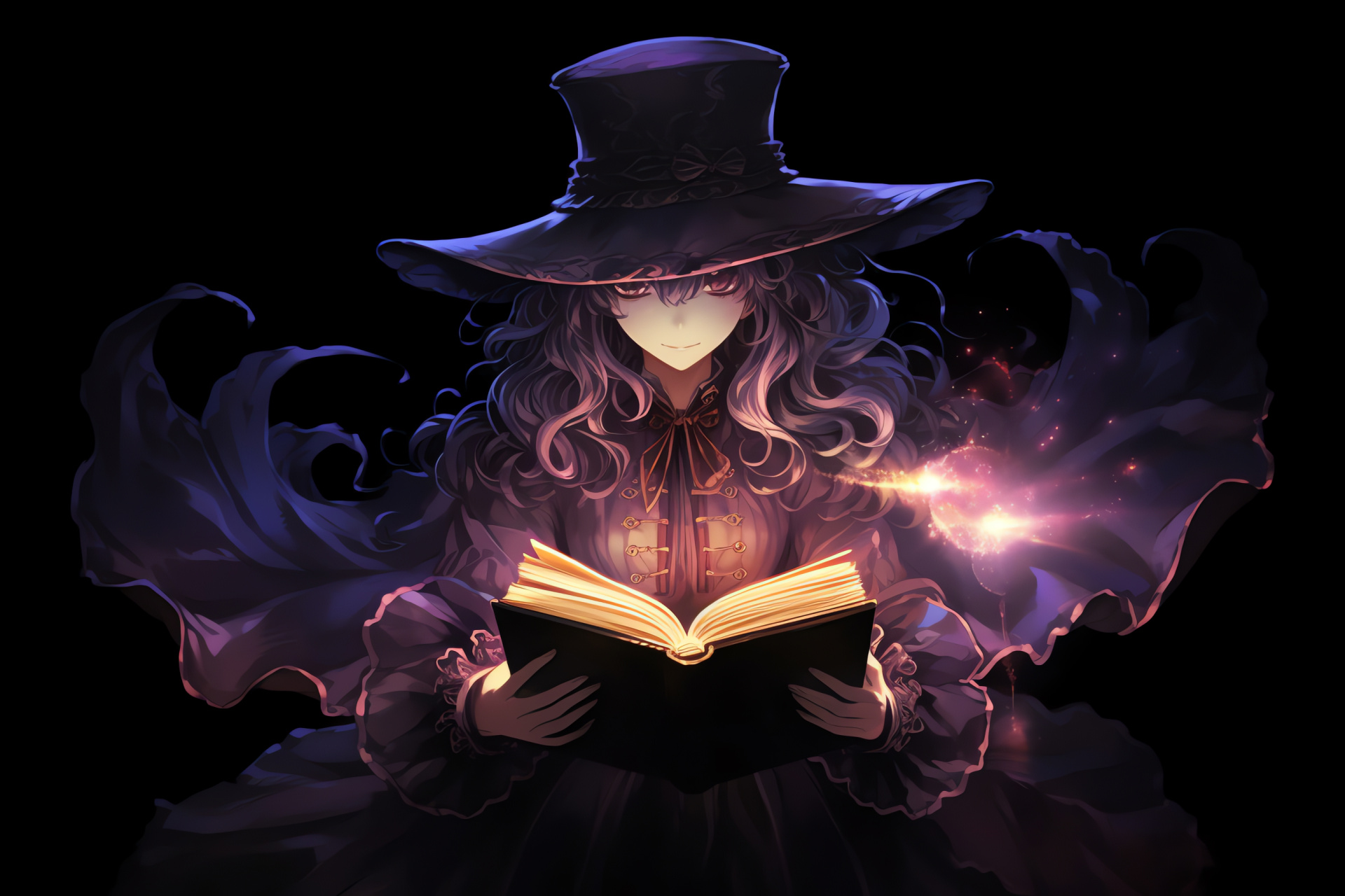 Patchouli Knowledge, Intellectual witch, Elemental spells, Voile magic, Arcane wisdom, HD Desktop Image