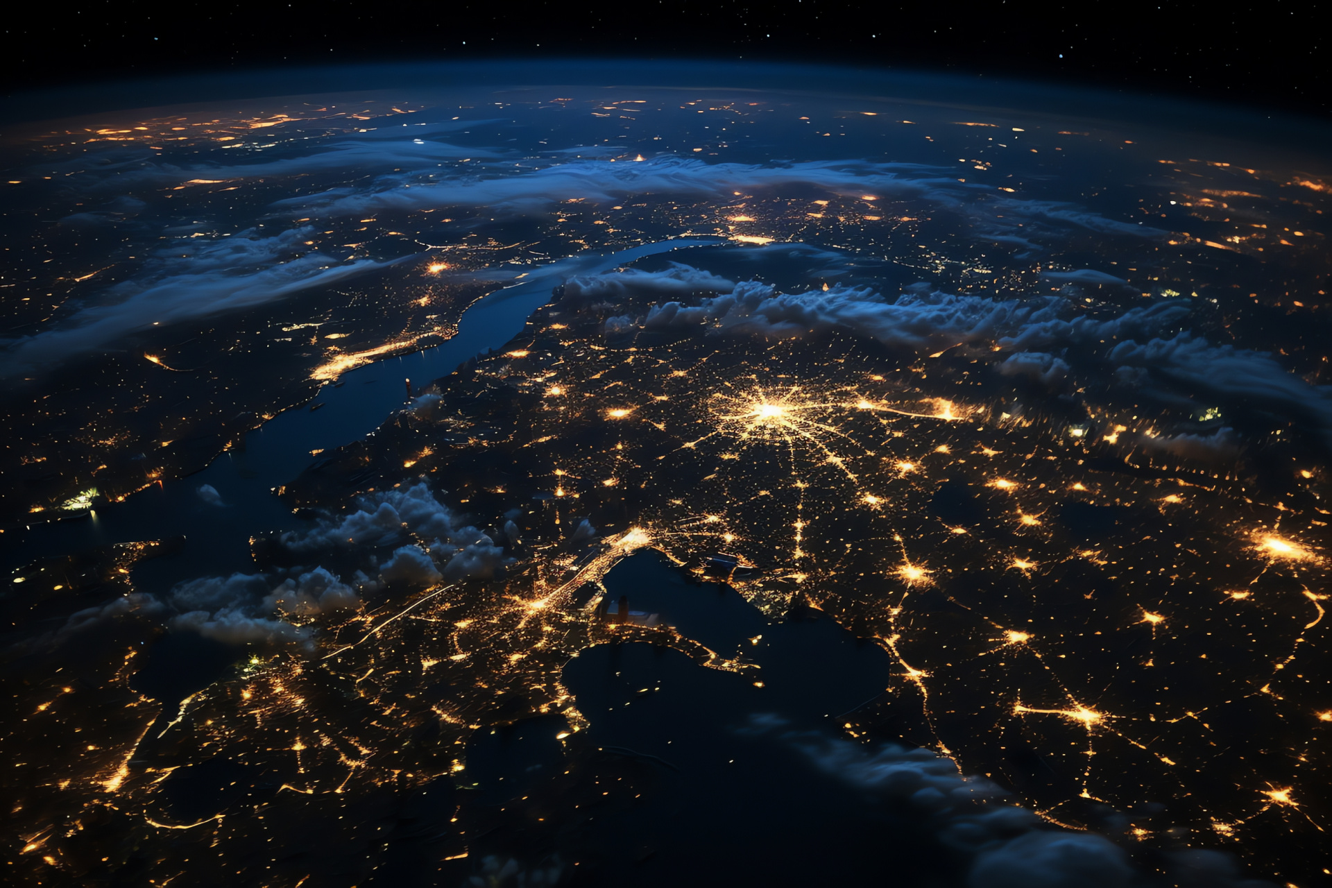 Terrestrial evenings, Space habitat, Civilization light show, Earth glare, Nocturnal luminescence, HD Desktop Wallpaper