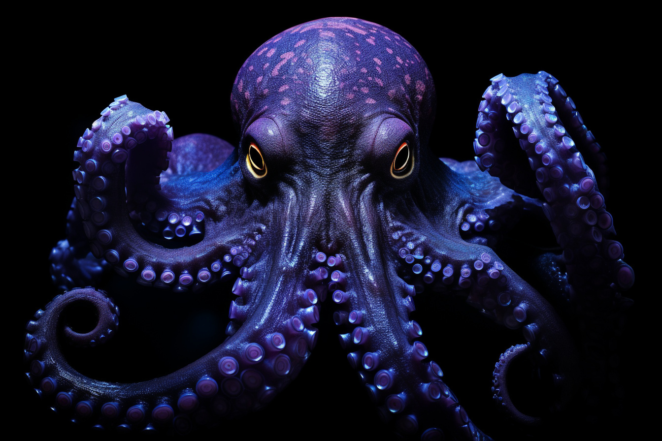 Shadowy Octopus, Ocean Predator, Enigmatic Tentacles, Aquatic Stalker, Nighttime Marine Life, HD Desktop Wallpaper