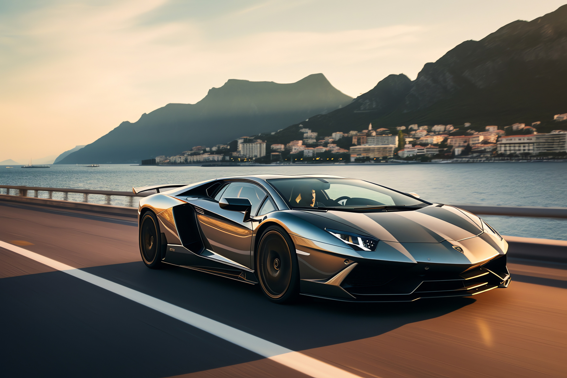 Lamborghini Aventador SVJ, Italian supercar, Amalfi coastal road, performance masterpiece, Lamborghini scissor doors, HD Desktop Wallpaper