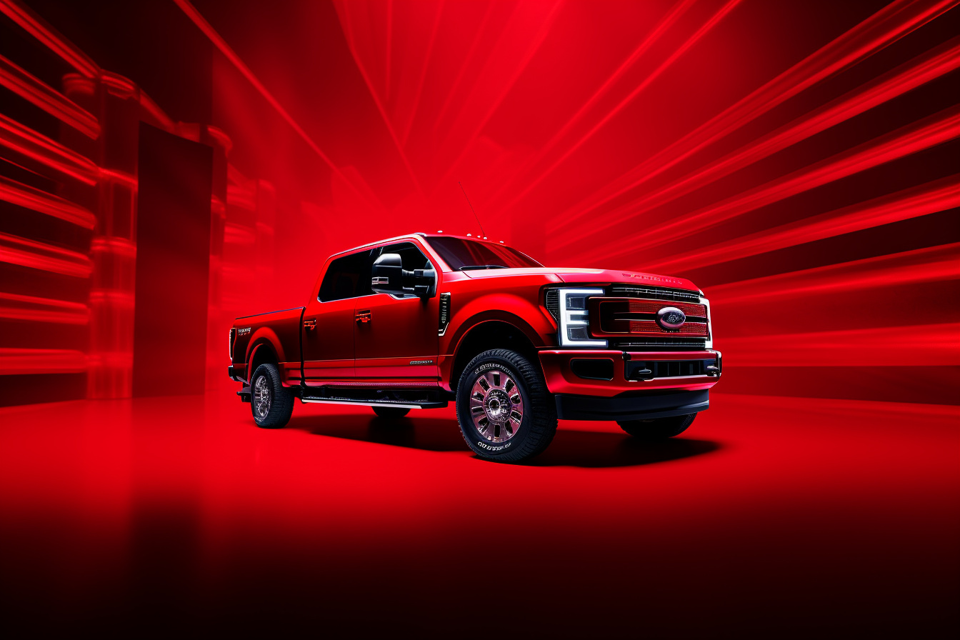 Powerstroke Diesel, Red backdrop, Auto workshop, Expertise showcased, Powerful torque, HD Desktop Wallpaper