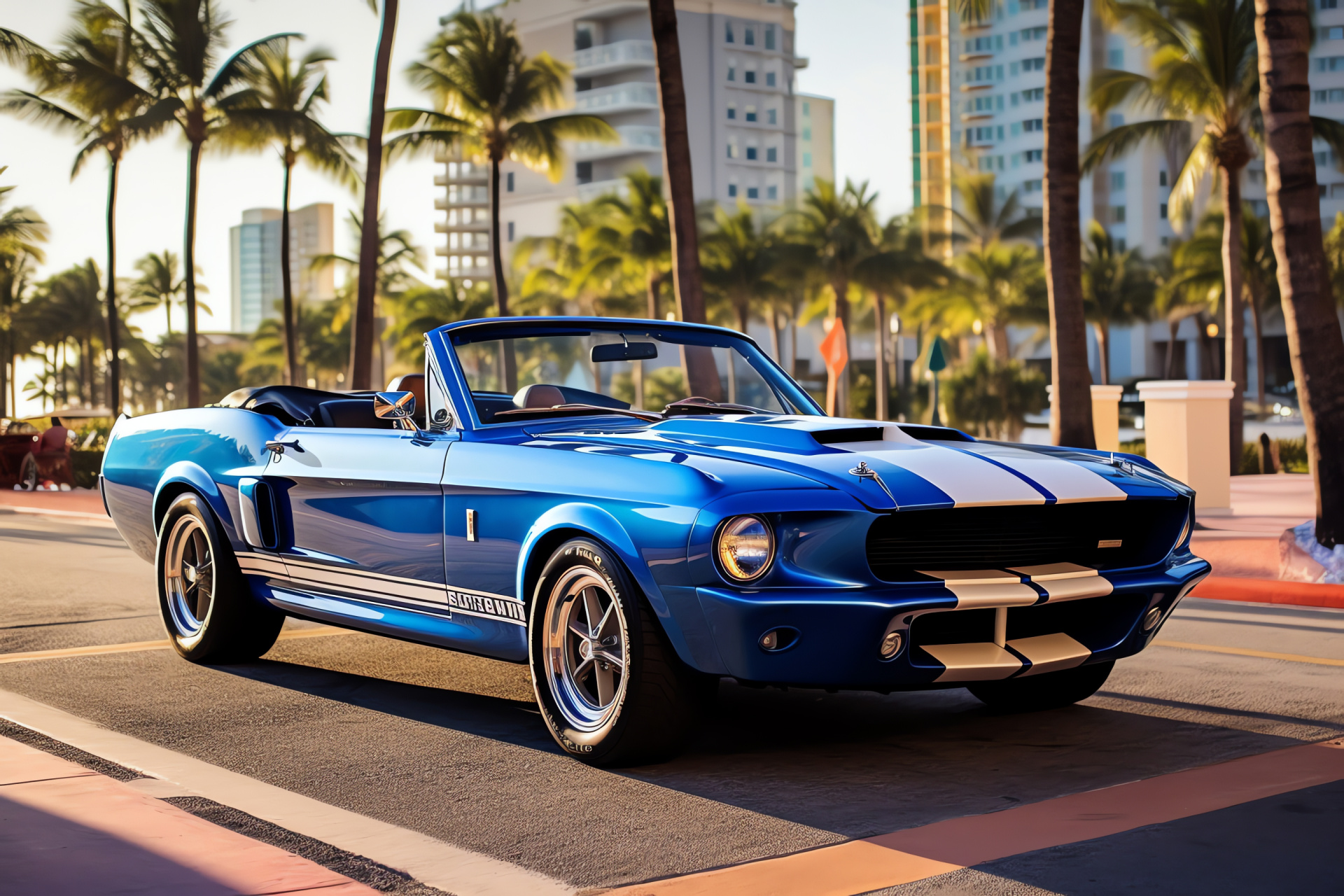 Shelby Mustang GT500 Convertible, Miami style, Luxury beachside drive, Convertible elegance, Coastal roads, HD Desktop Image