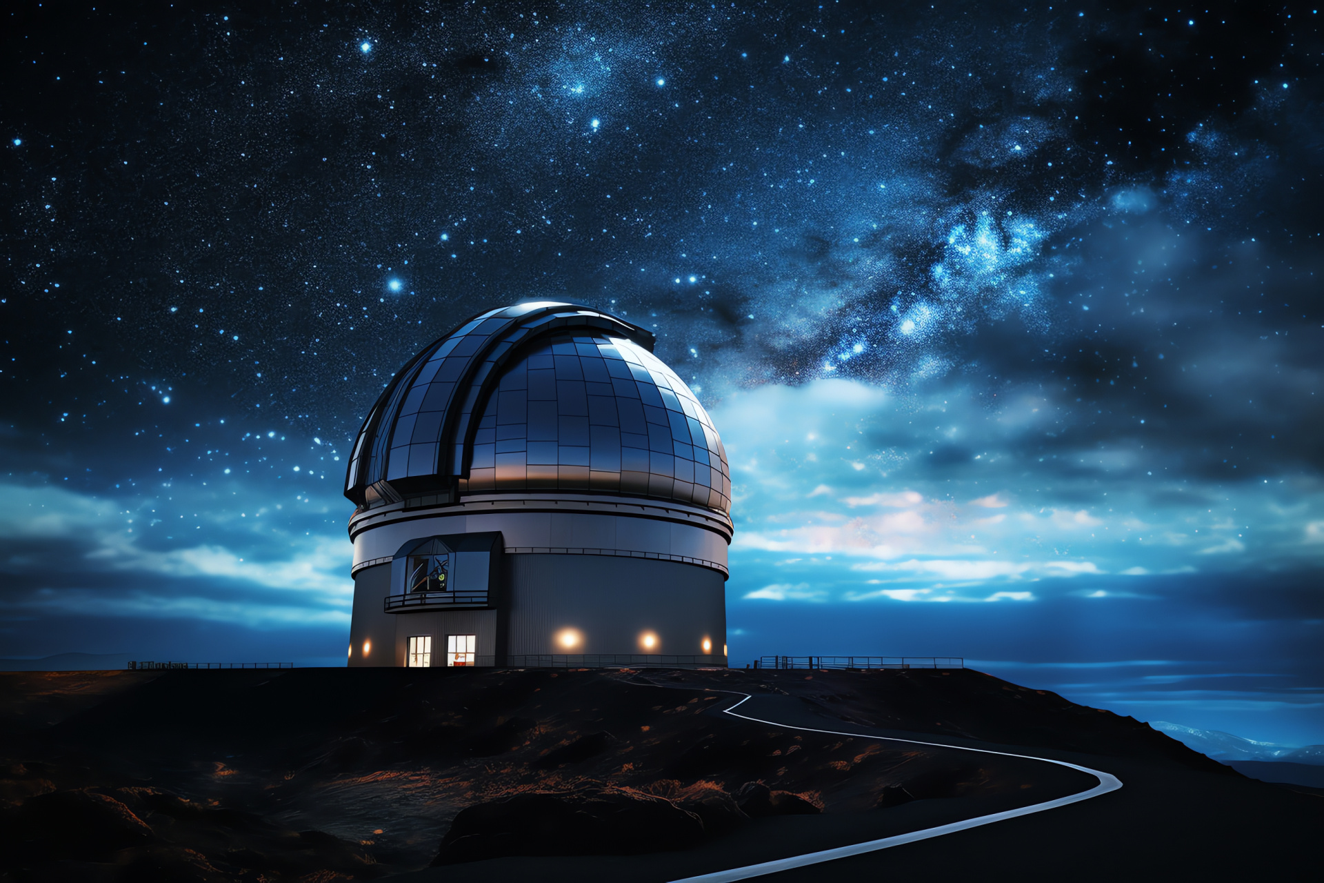 TMT Observatory, astronomical facility, night-sky observation, mountaintop telescope, clear cosmos, HD Desktop Wallpaper