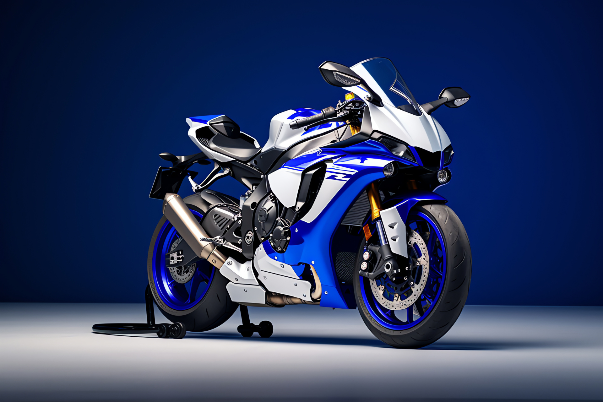 Superbike model, recent launch, aerial showcase, chromatic contrast, lustrous finish, HD Desktop Wallpaper