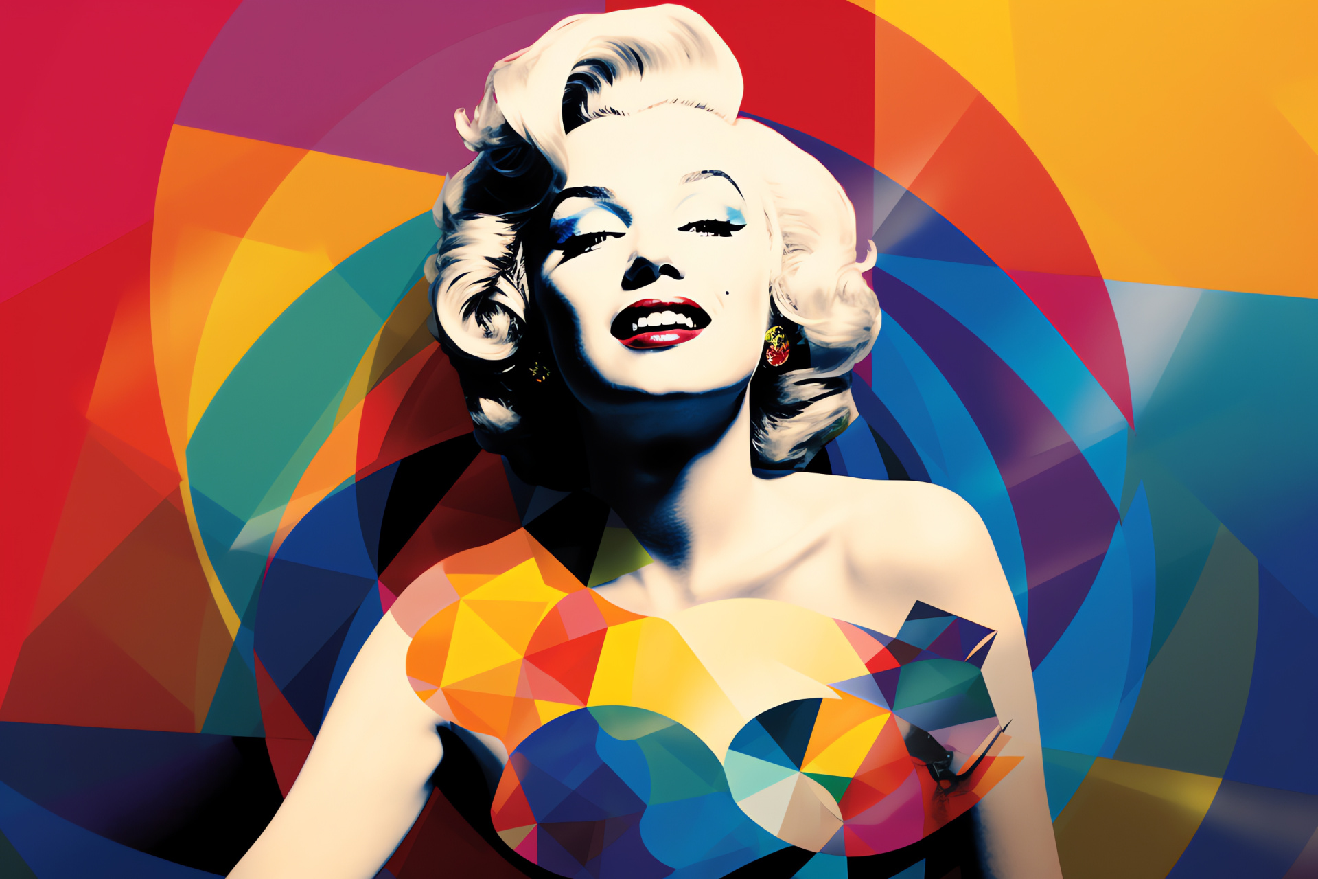 Marilyn Monroe recreated, Timeless allure, Captivating presence, Deep hazel eyes, Retro disk, HD Desktop Image