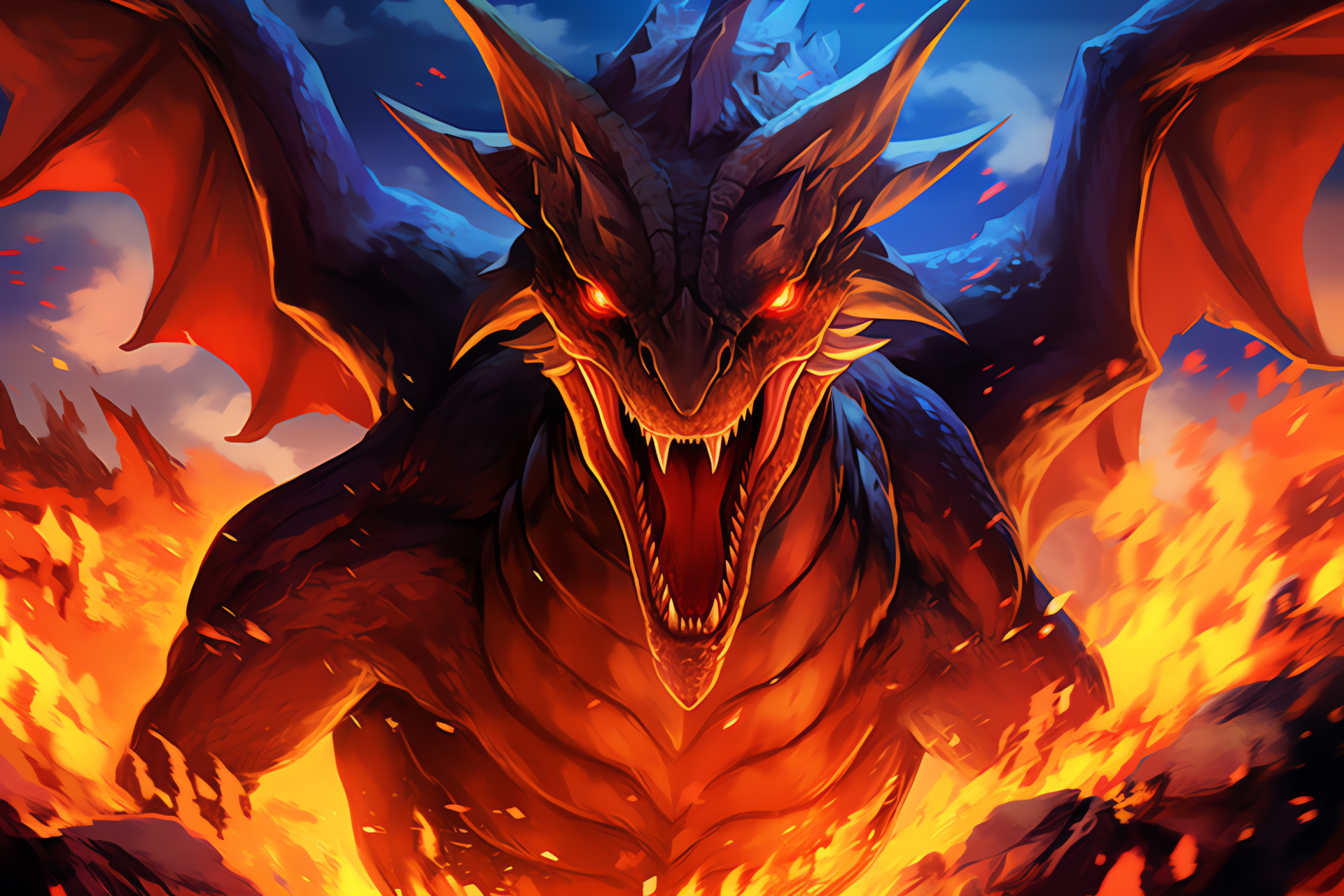 Pokemon Mega Charizard, Scorched plain, Eruptive mount, Pyroclastic winged, Volcanic air supremacy, HD Desktop Image