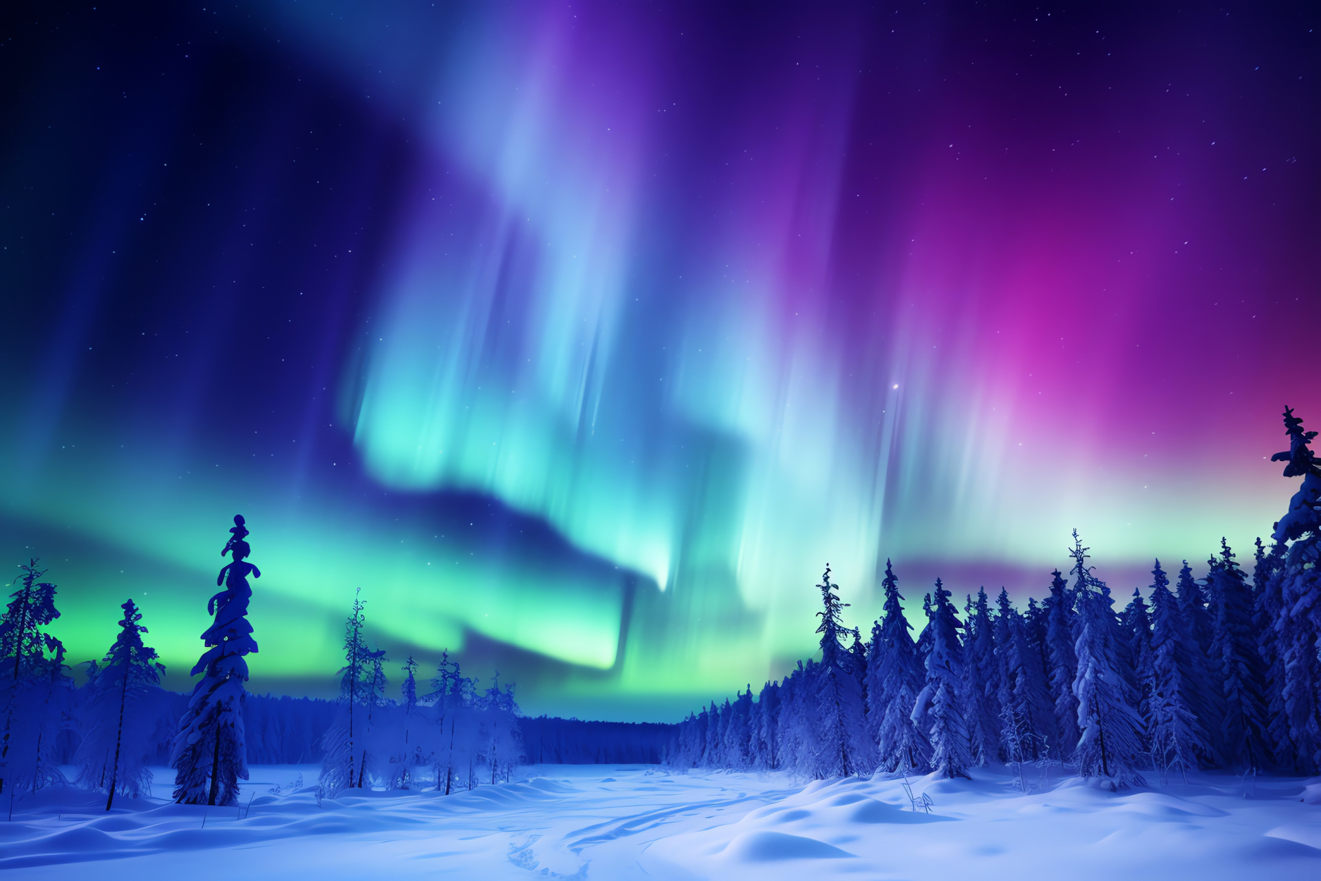 Aurora Borealis, Polaris firmament, Frosty wilderness, Light spectacle, Arctic splendor, HD Desktop Wallpaper