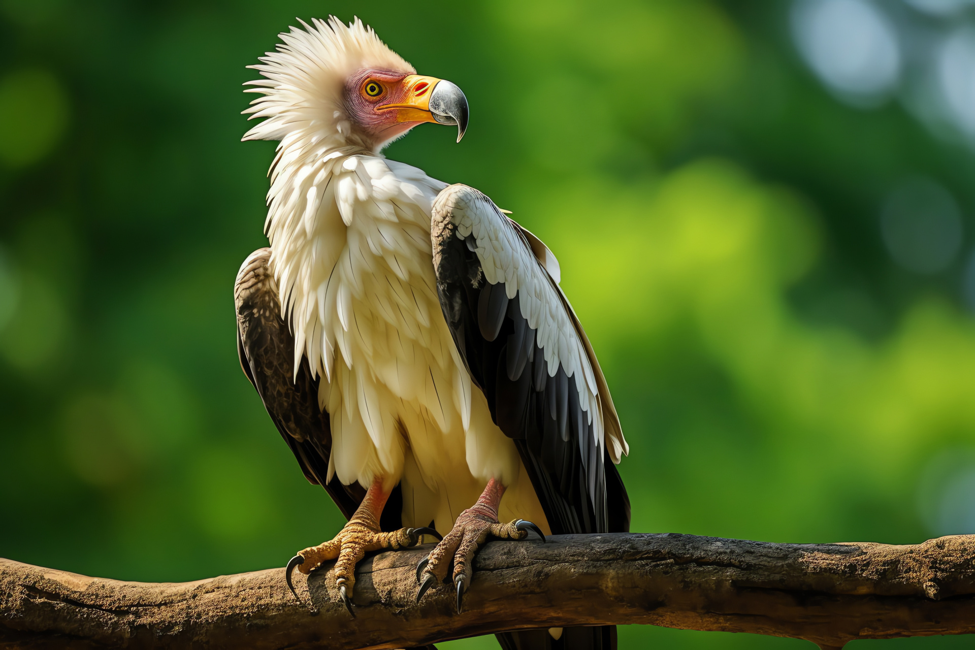 Palm-nut Vulture, Broad wingspan, Brown feathers, Yellow face, Raptor species, HD Desktop Image