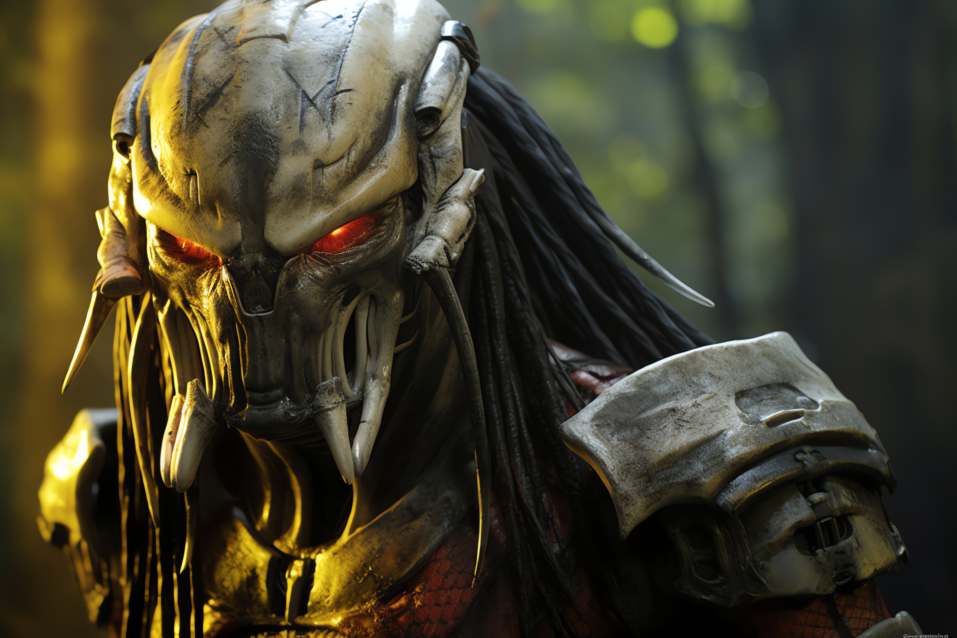 Predator, Yellow eyes, Bio-mask, Extraterrestrial threat, Sci-fi horror, HD Desktop Image