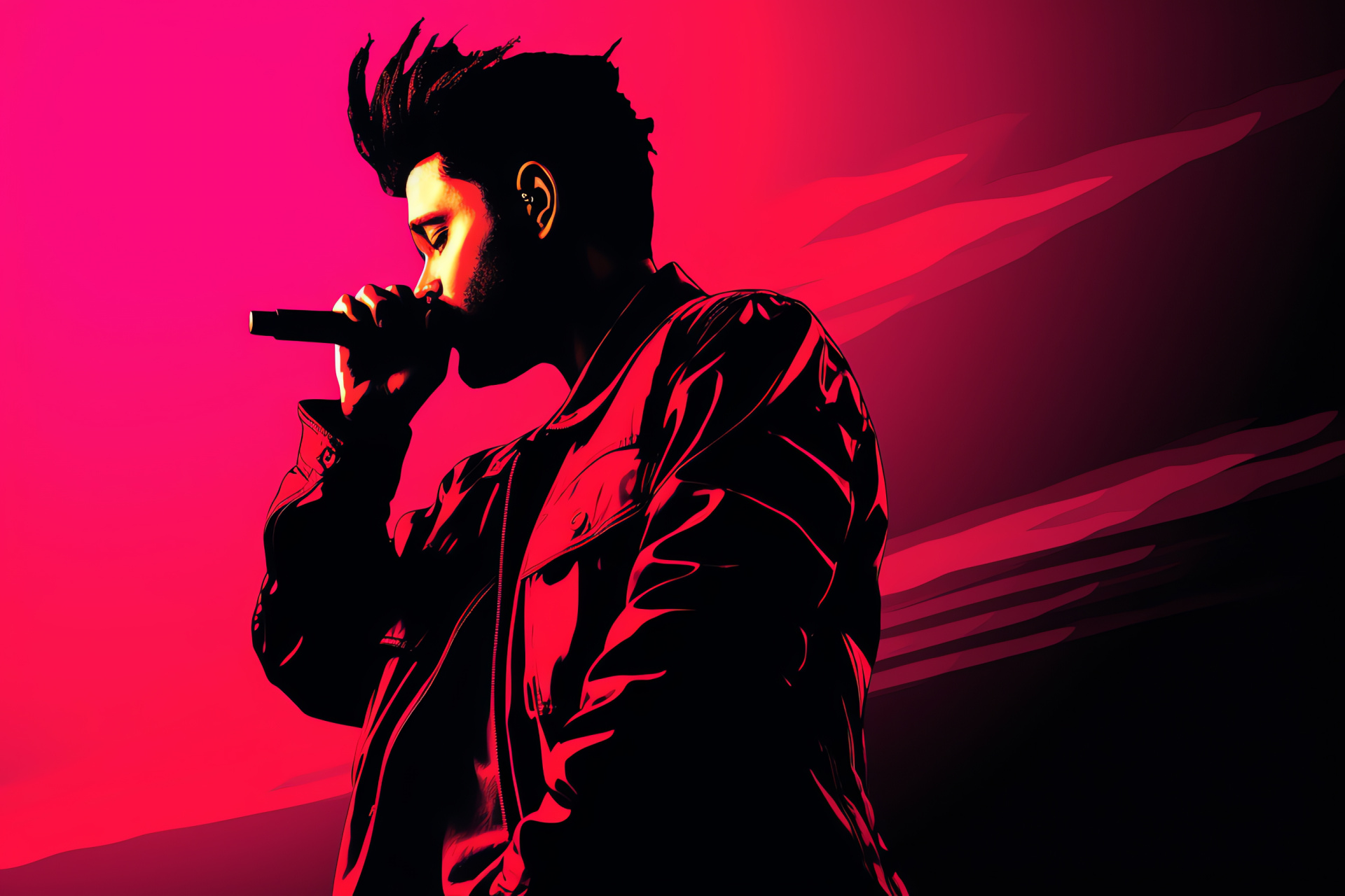 The Weeknd, singer's stare, dual-tone setting, eye-catching appearance, depth perception, HD Desktop Wallpaper
