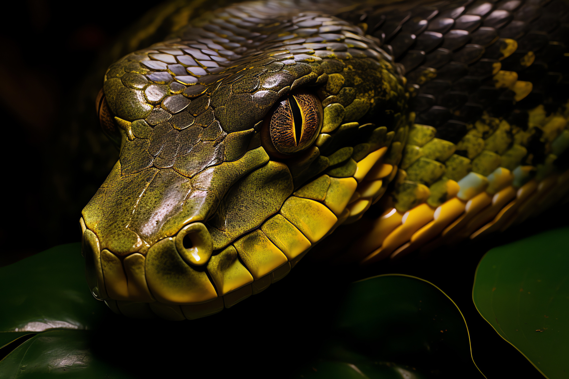 Giant anaconda, Eunectes murinus, Amazonian species, Aquatic hunter, Rainforest giant, HD Desktop Image