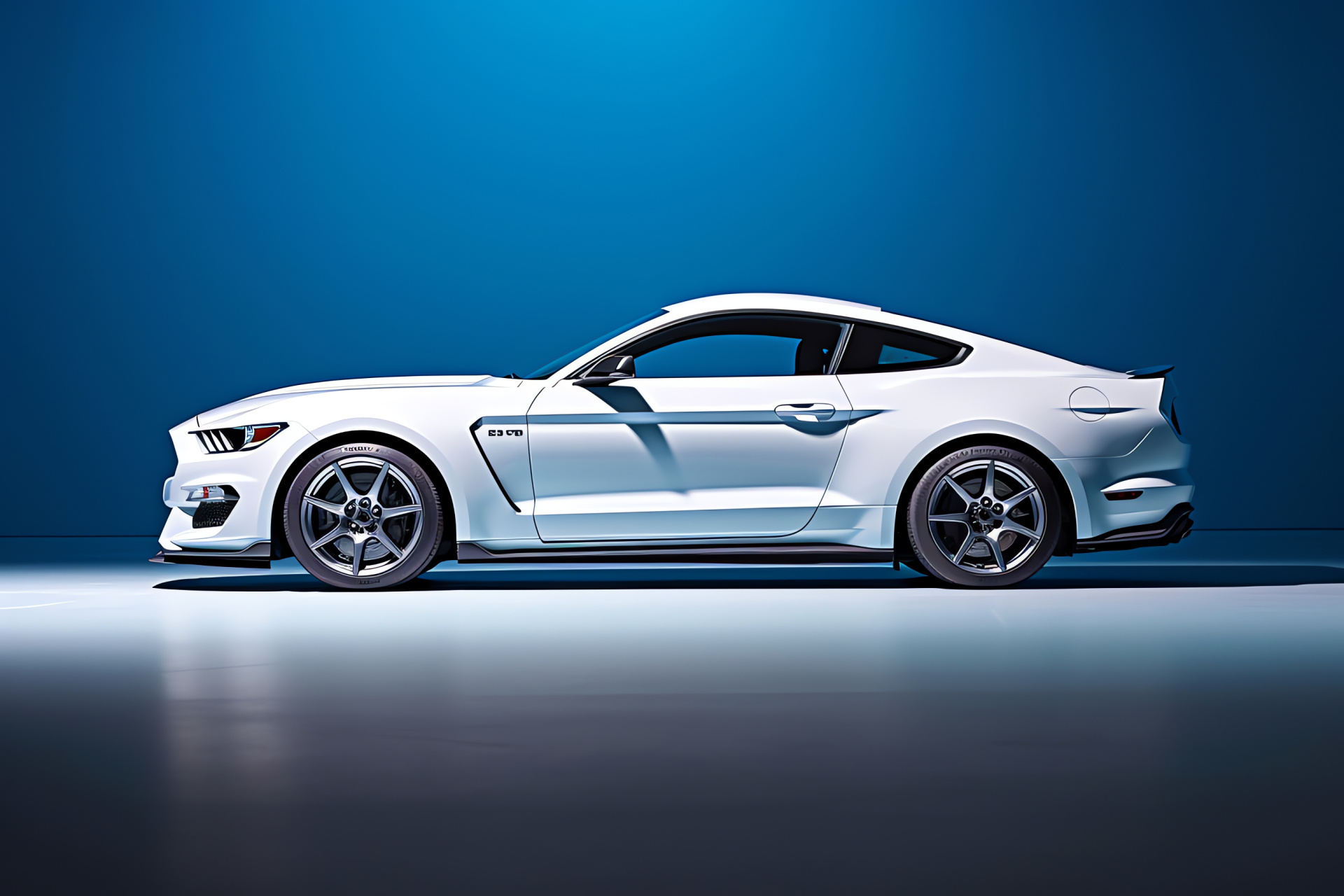 Ford Mustang GT350, Two-tone style, Automotive side profile, Striking design elements, Simple yet bold, HD Desktop Image