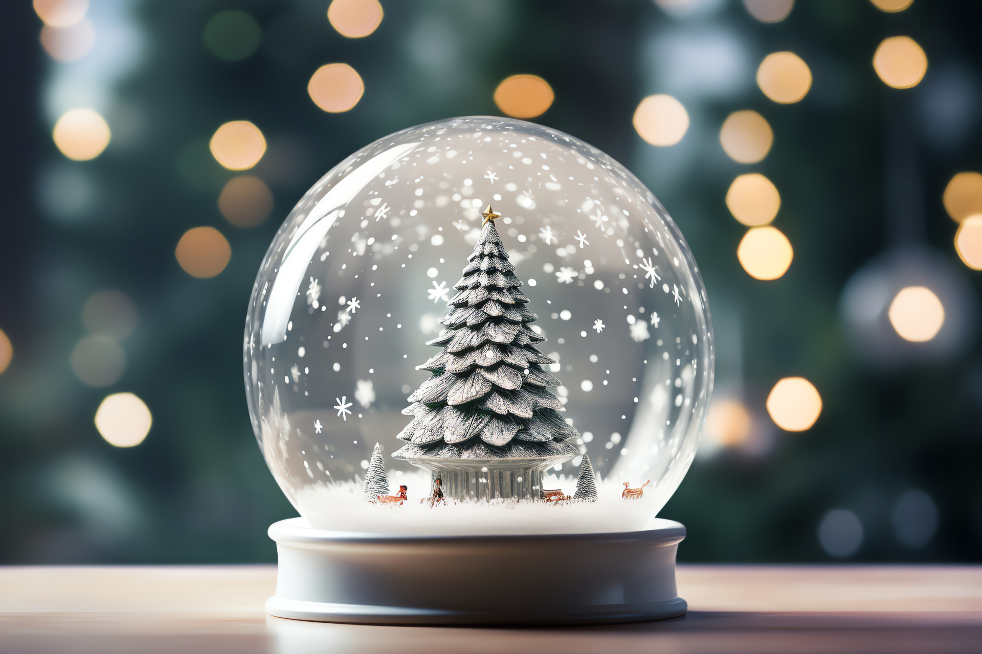 Contemporary snow globe, Yuletide decor, Minimalistic Christmas decoration, Festive interior design, Star adornment, HD Desktop Wallpaper