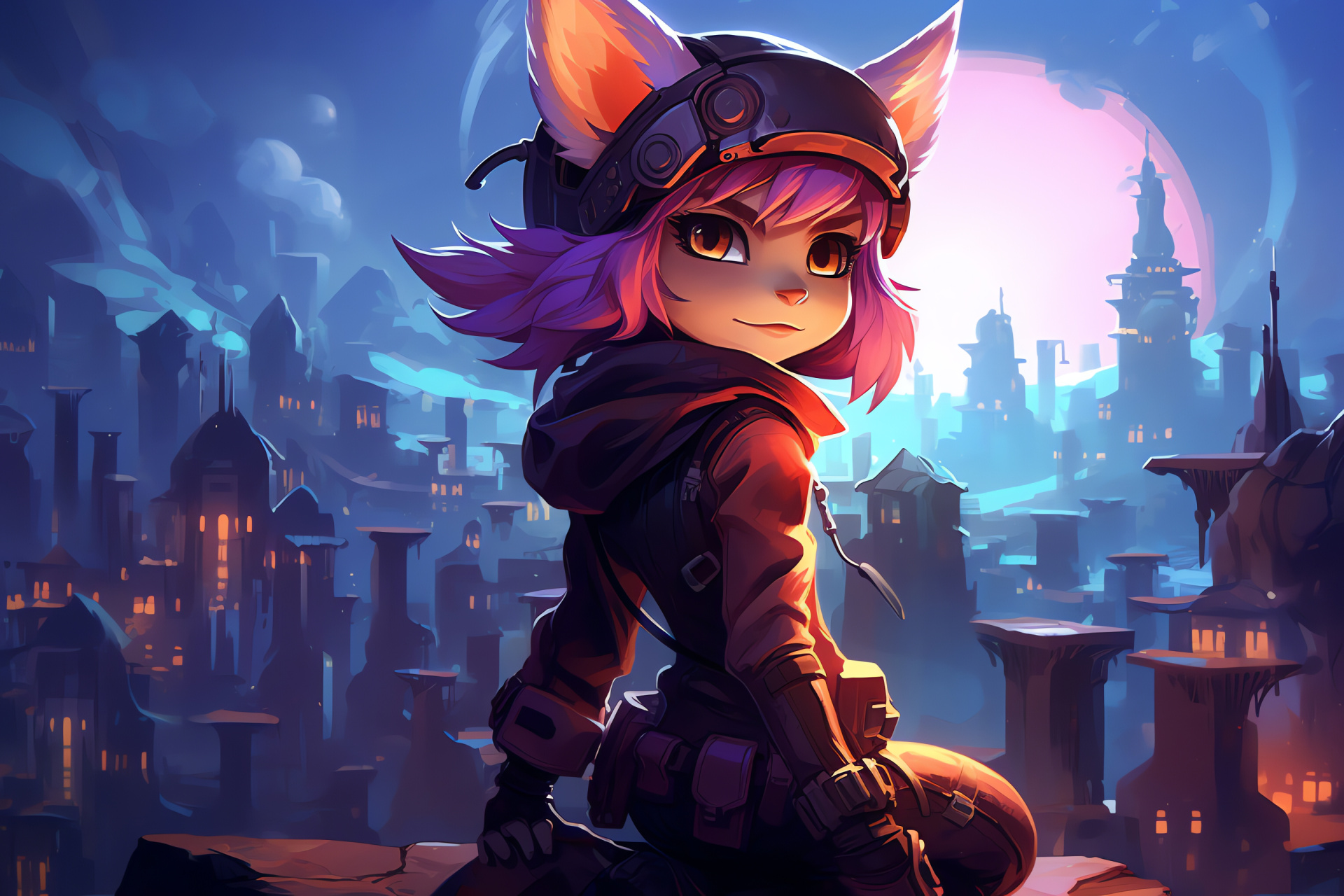 Tristana, Explosive expert, High-tech armament, Yordle sniper, Cityscape sharpshooter, HD Desktop Wallpaper