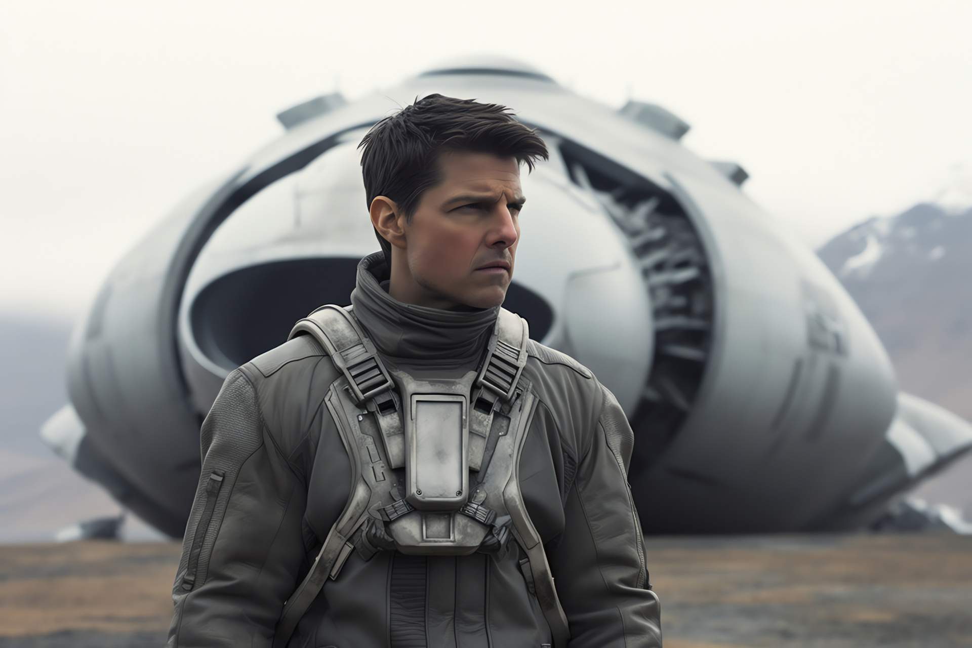 Oblivion sci-fi film, Apocalypse genre, Character Jack Harper, Actor Tom Cruise, Barren expanse, HD Desktop Image