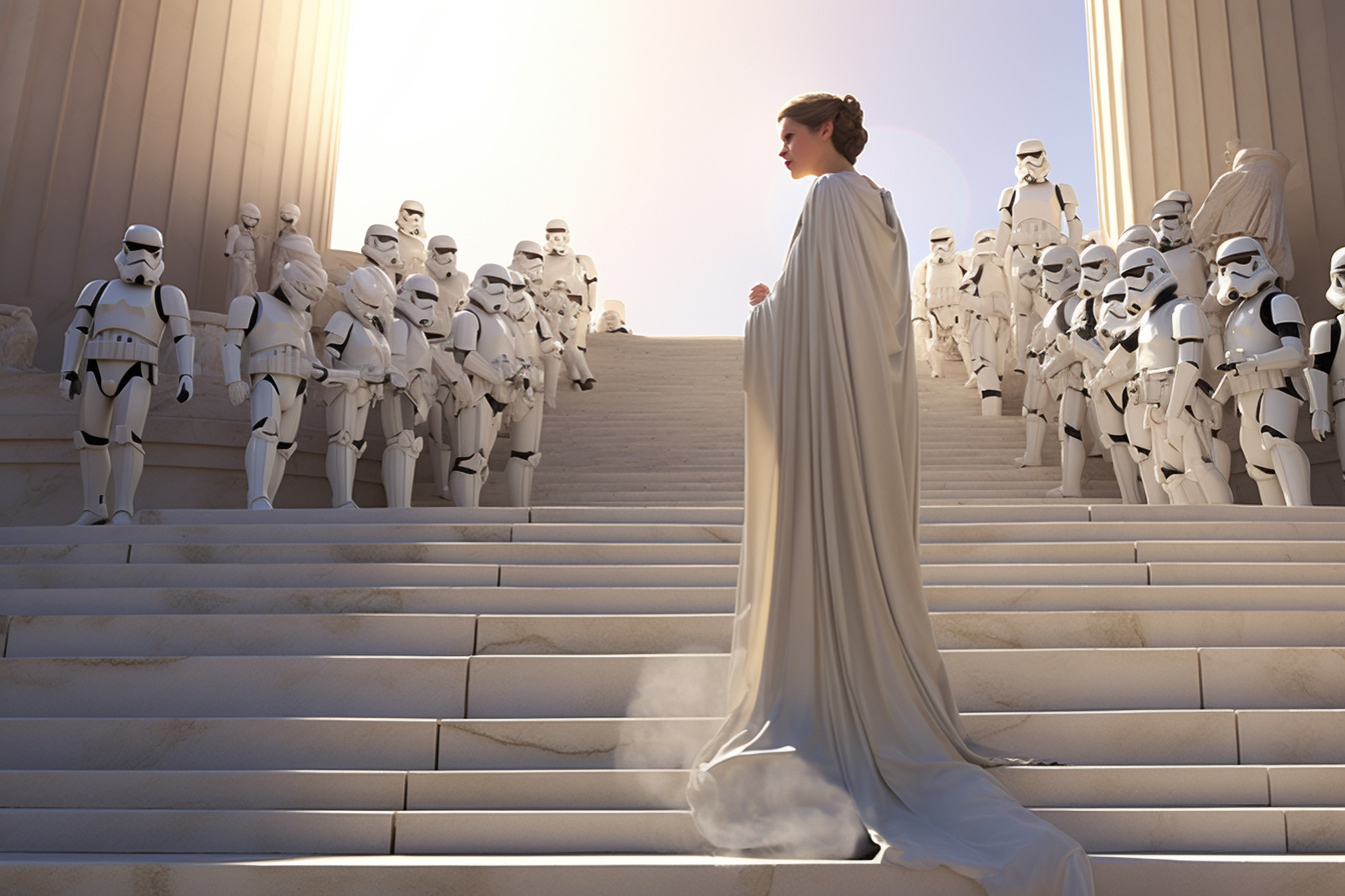 Princess Leia, Rebel base, Grand staircase, Star Wars commander, Space adventure, HD Desktop Wallpaper