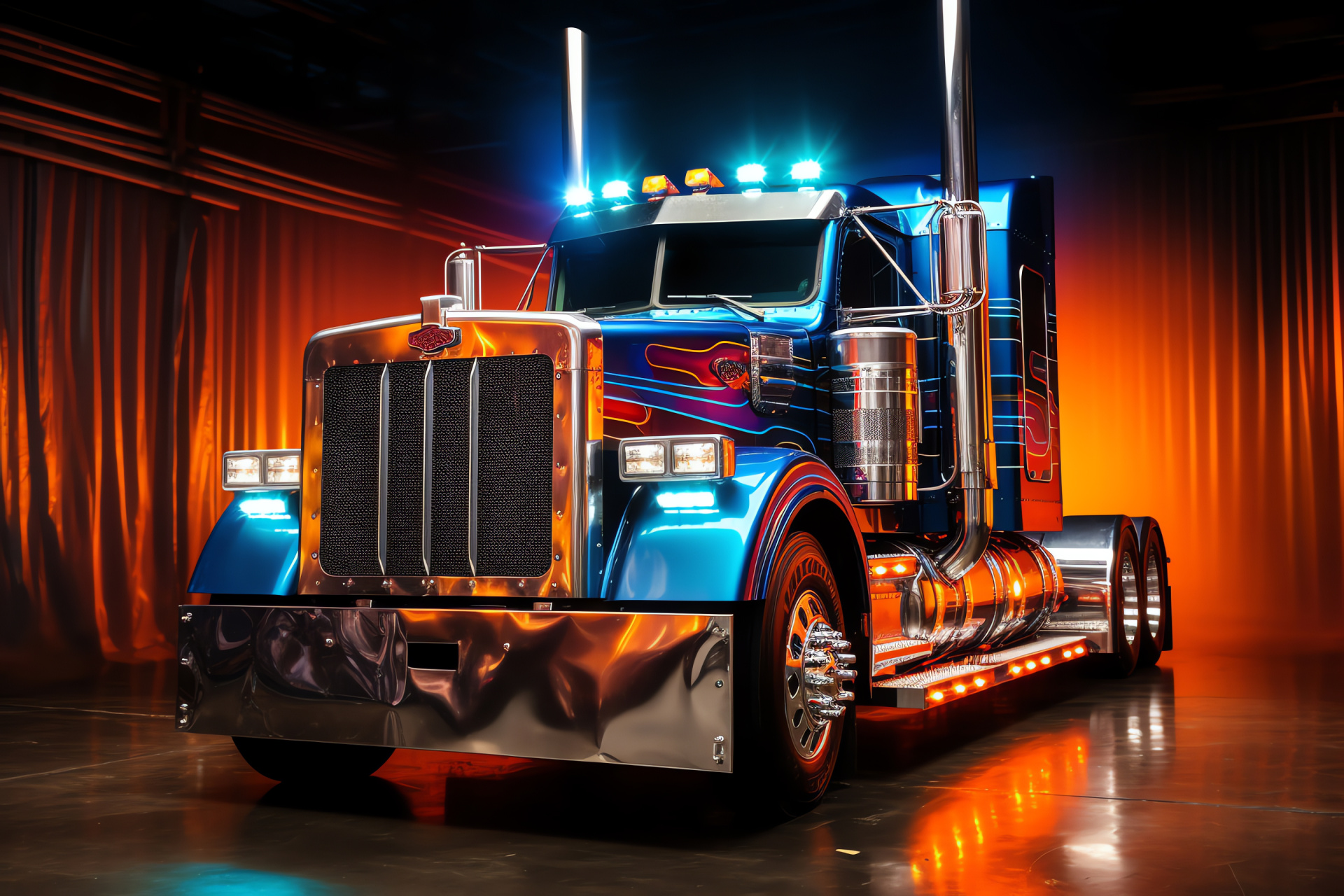 Optimus Prime portrait, fiery shades, cobalt streaks, leadership gaze, transformer wisdom, HD Desktop Image