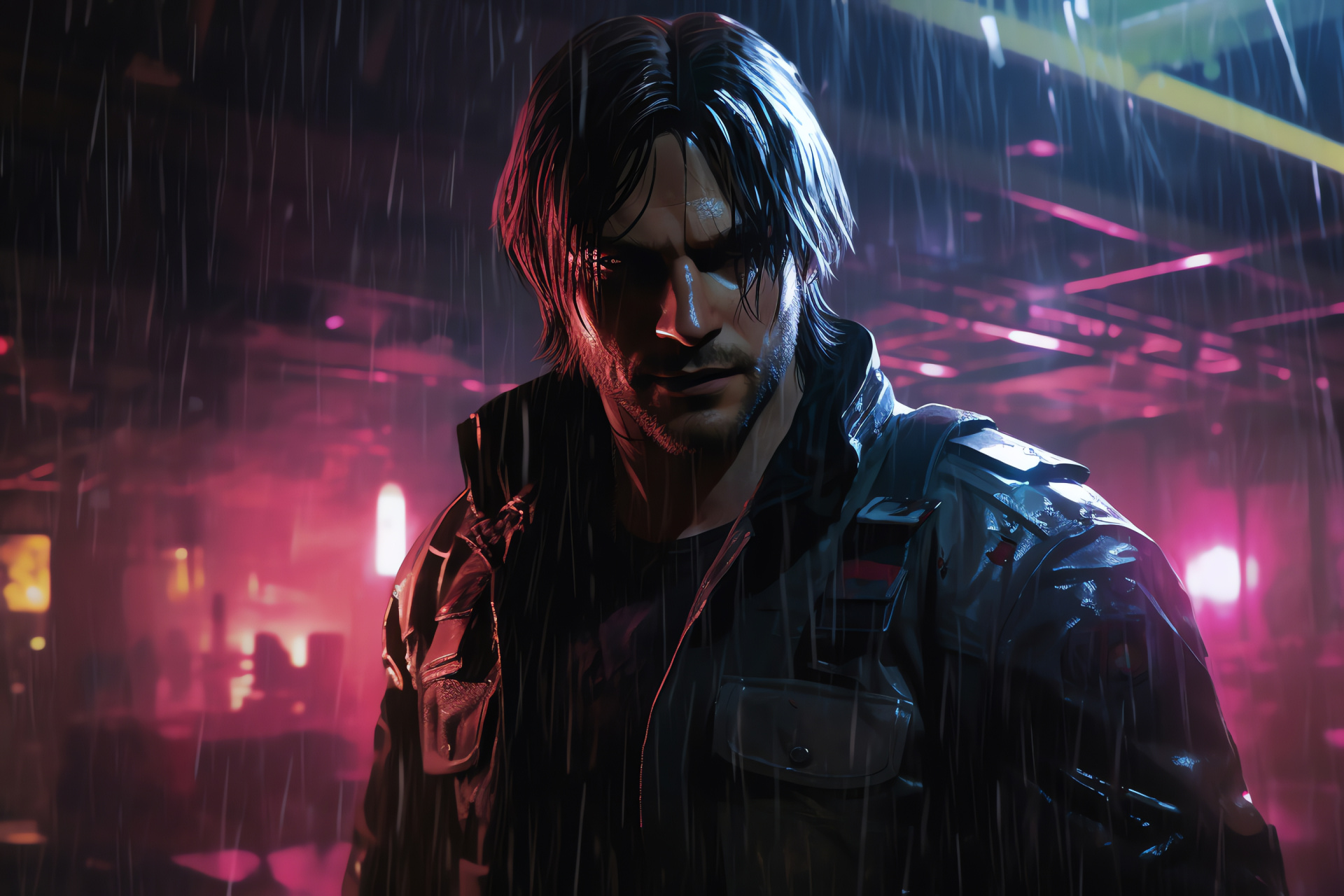 Leon Kennedy, iconic Resident Evil figure, noir atmosphere, epic showdown, video game icon, HD Desktop Image