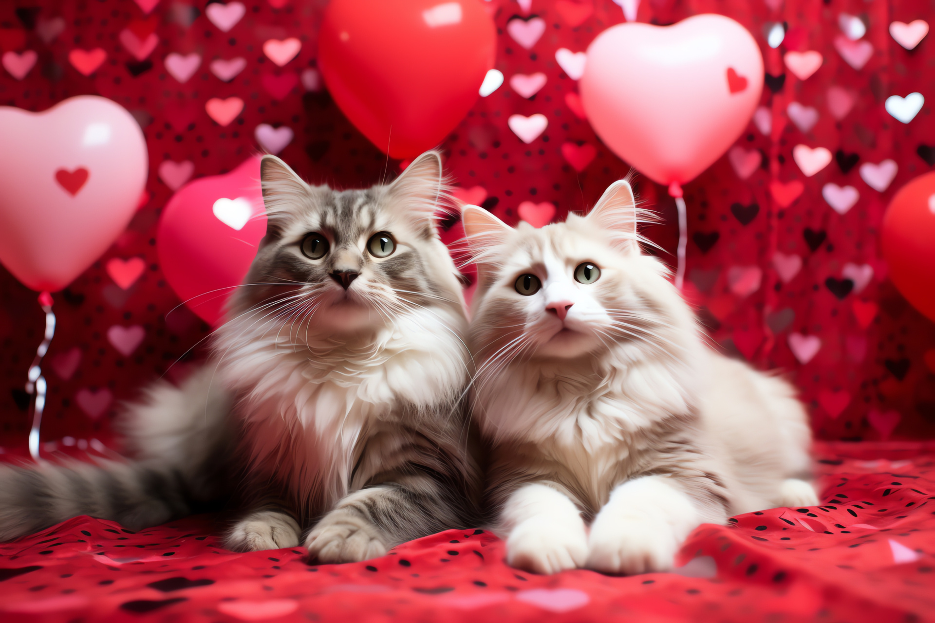 Love kittens, Festive felines, Angelic feathers, Romantic accessories, Feline patterns, HD Desktop Wallpaper
