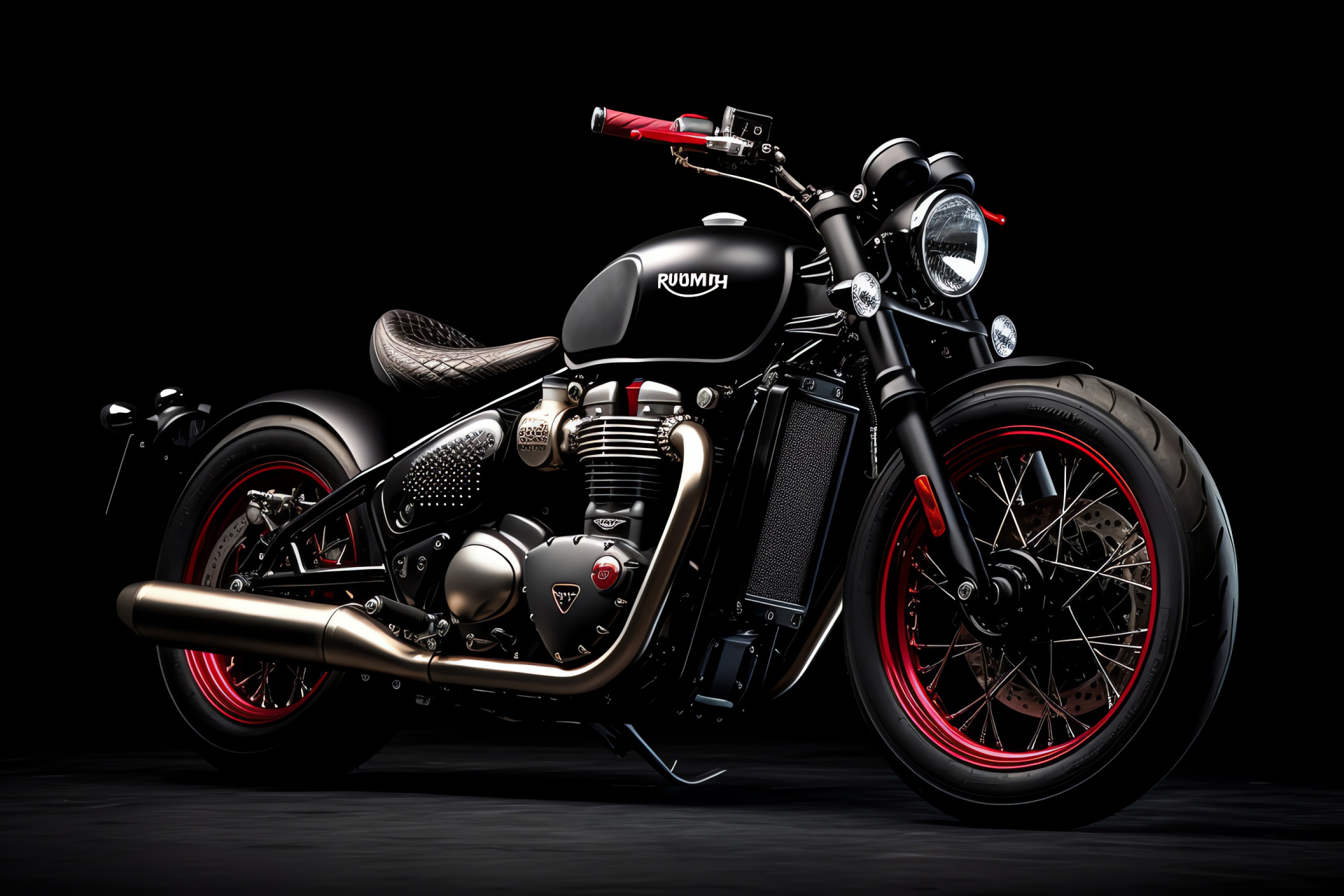 Triumph Bonneville Bobber, Pure black backdrop, Bold automotive design, Cafe Racer heritage, Sporty exhaust tone, HD Desktop Wallpaper