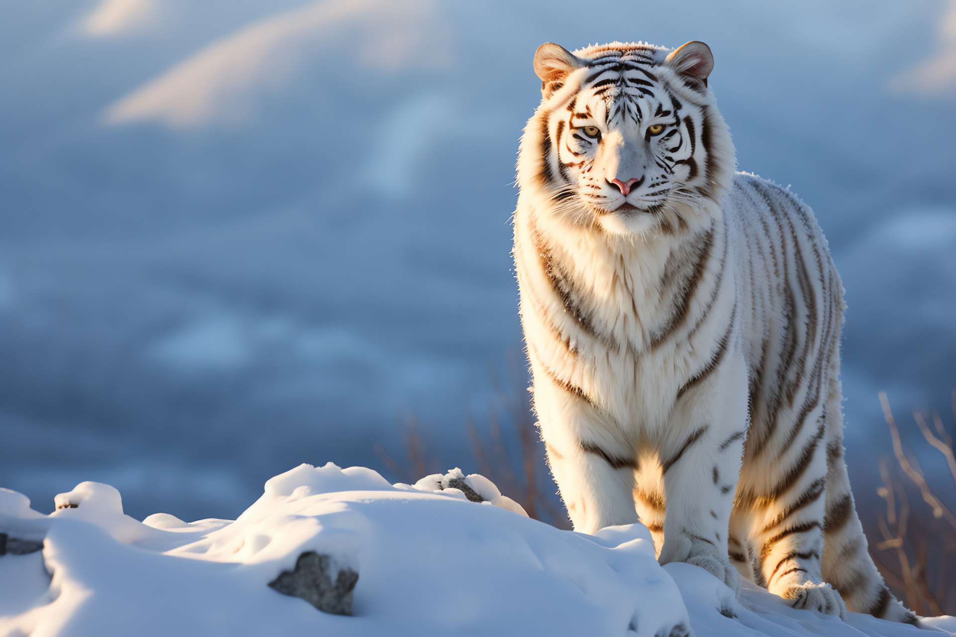 White Tiger, Feline majesty, Big cat species, Exotic animals, Graceful predators, HD Desktop Image