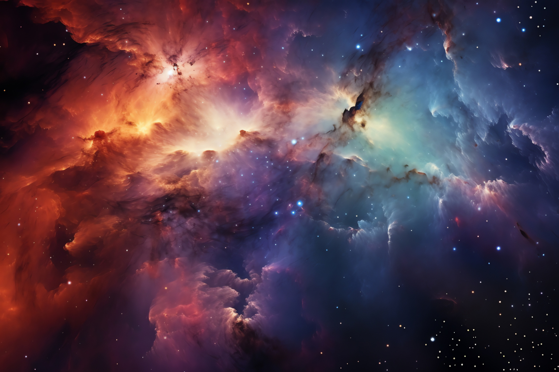 Cosmic close-up, Nebulous matter, Dust cloud intricacy, Space hues, Astral splendor, HD Desktop Wallpaper