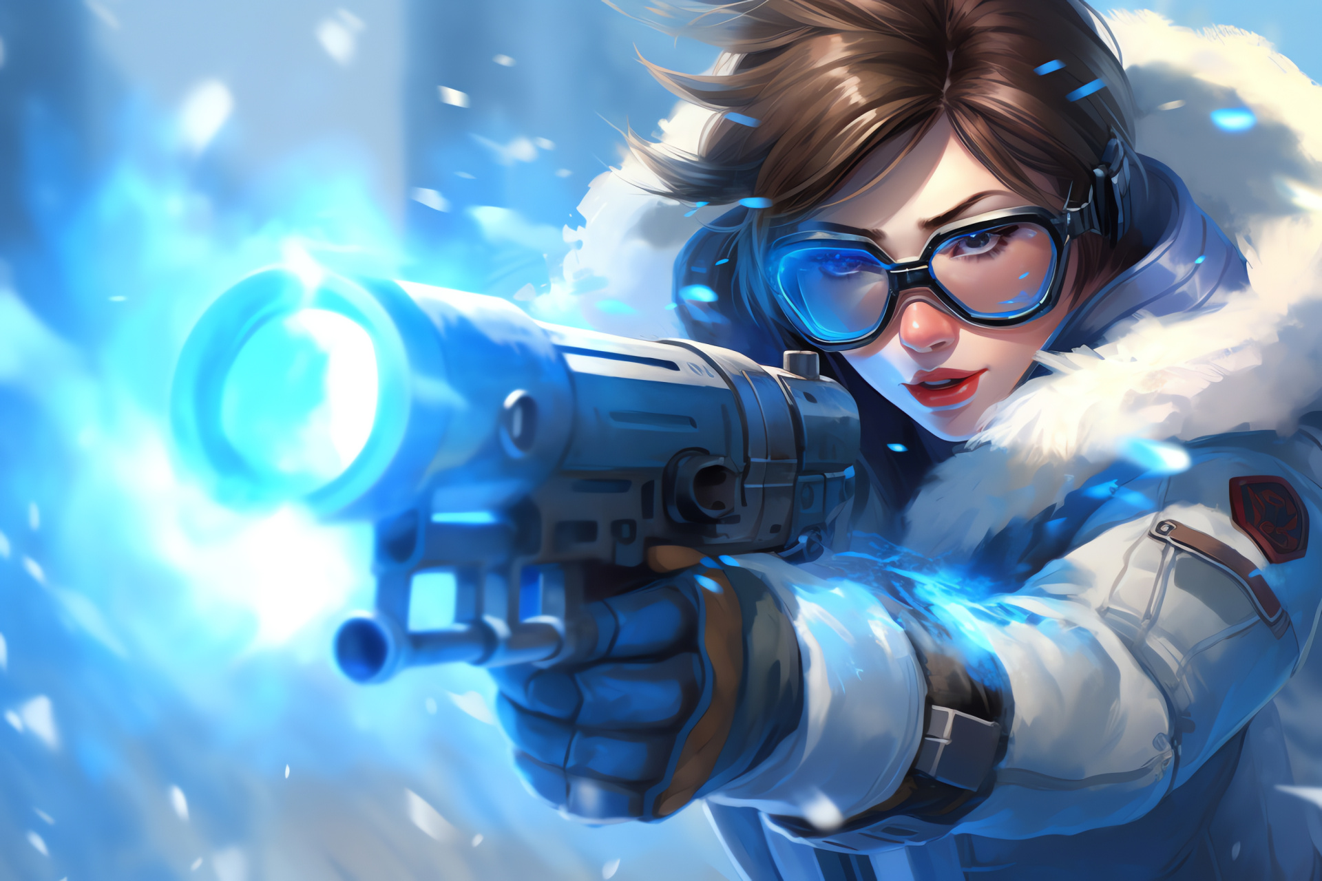 Frost wielder Mei, sub-zero scientist, cold wave, chilling firearm, crystal clear energy, HD Desktop Wallpaper
