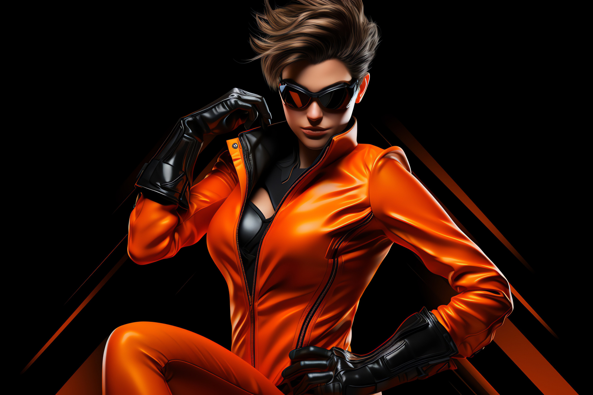 Tracer countenance, Overwatch vibrant watchfulness, Vivacious expression, Visual clarity, Stark contrast, HD Desktop Wallpaper