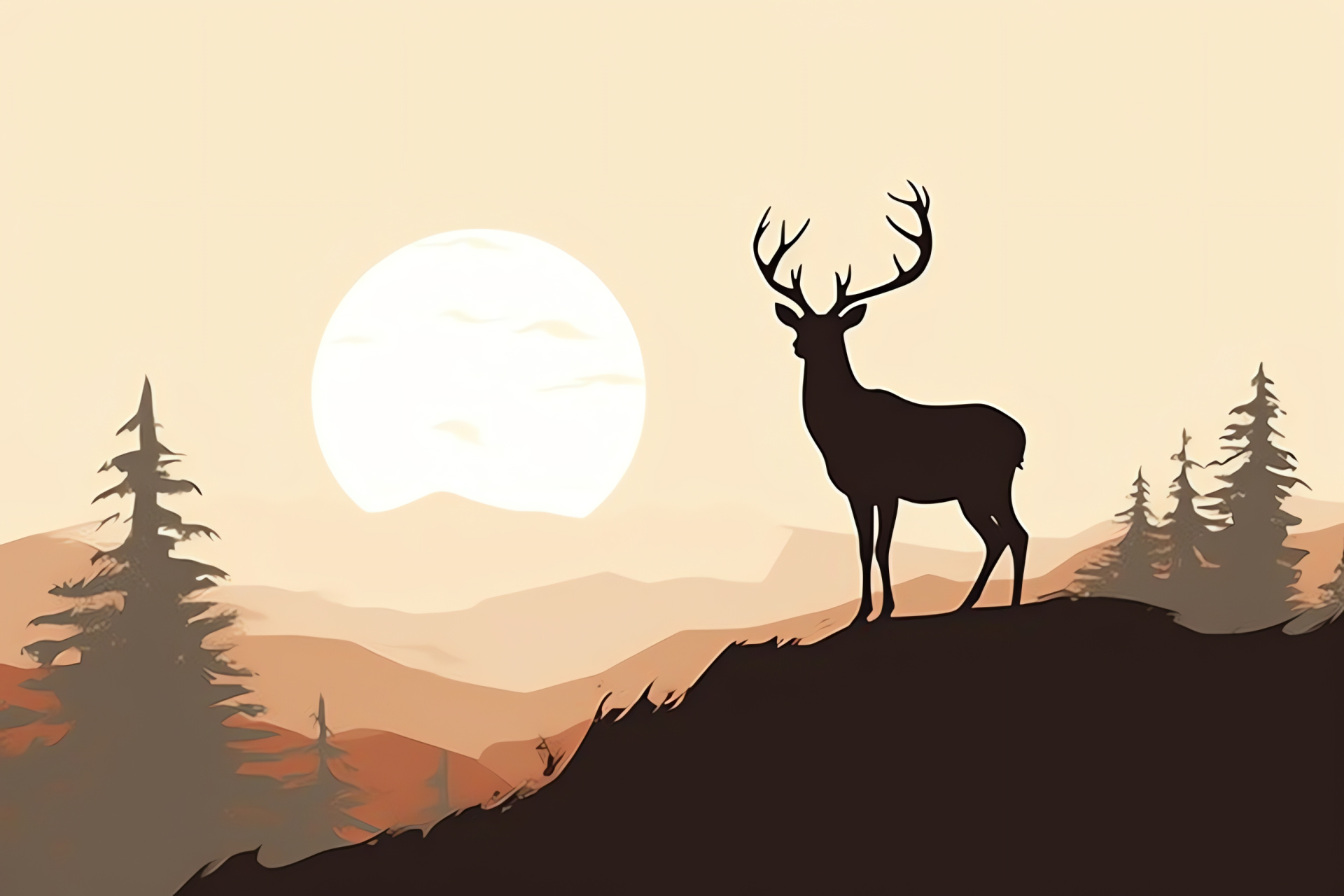 Reindeer in habitat, Dark brown pelage, Forest antlers, Natural wilderness, Mossy terrain, HD Desktop Wallpaper