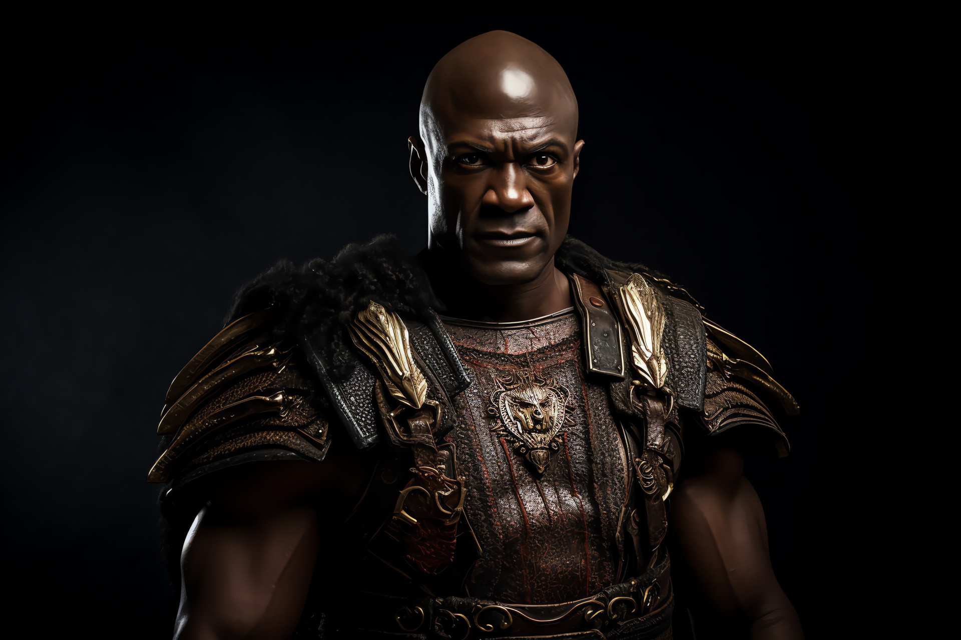 Oenomaus actor, Gladiator stance, Peter Mensah, Dramatic series, Spartan outfit, HD Desktop Image