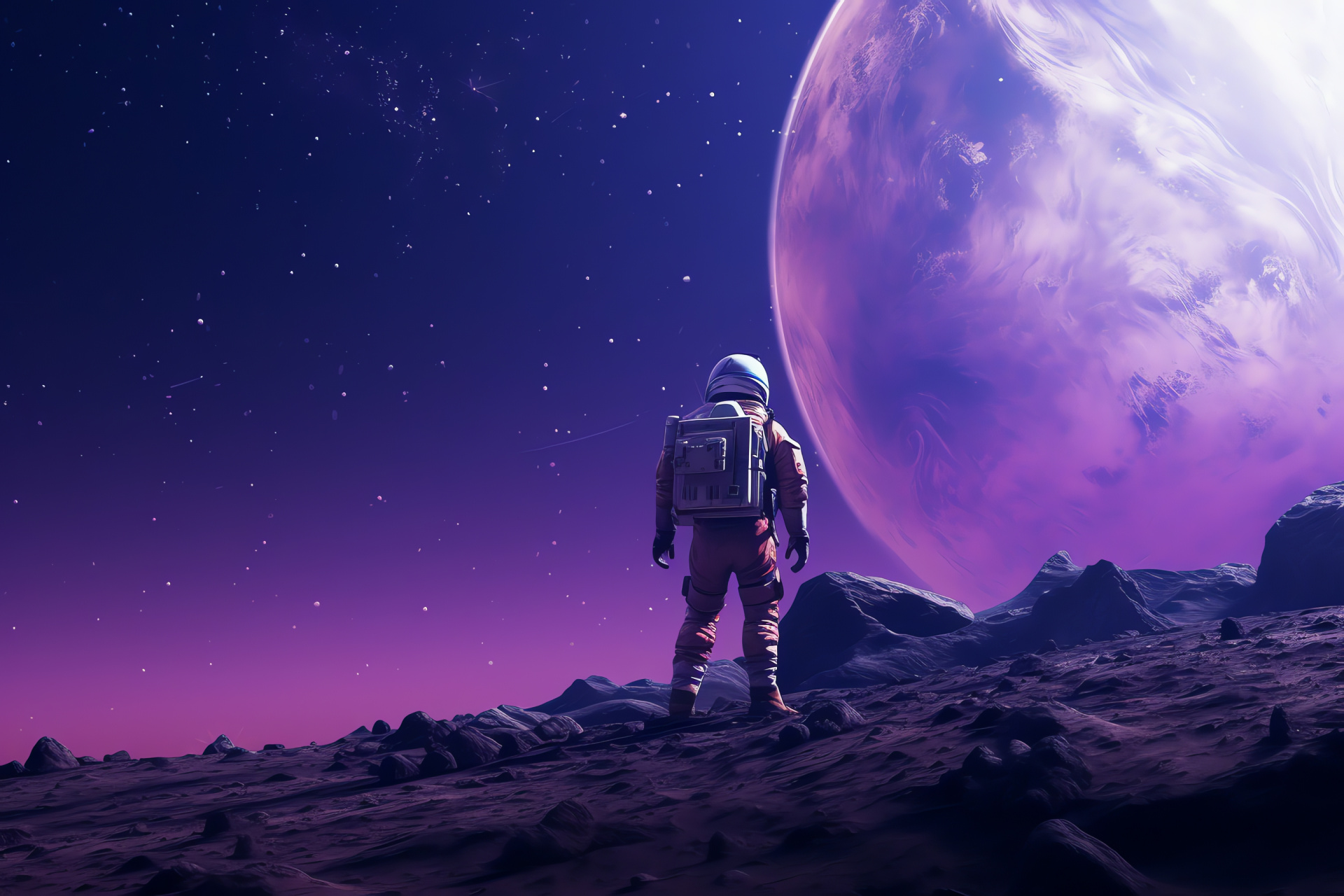 Cosmic exploration art, Deep space, Space traveler, Exoplanet surface, Orbiting satellites, HD Desktop Wallpaper