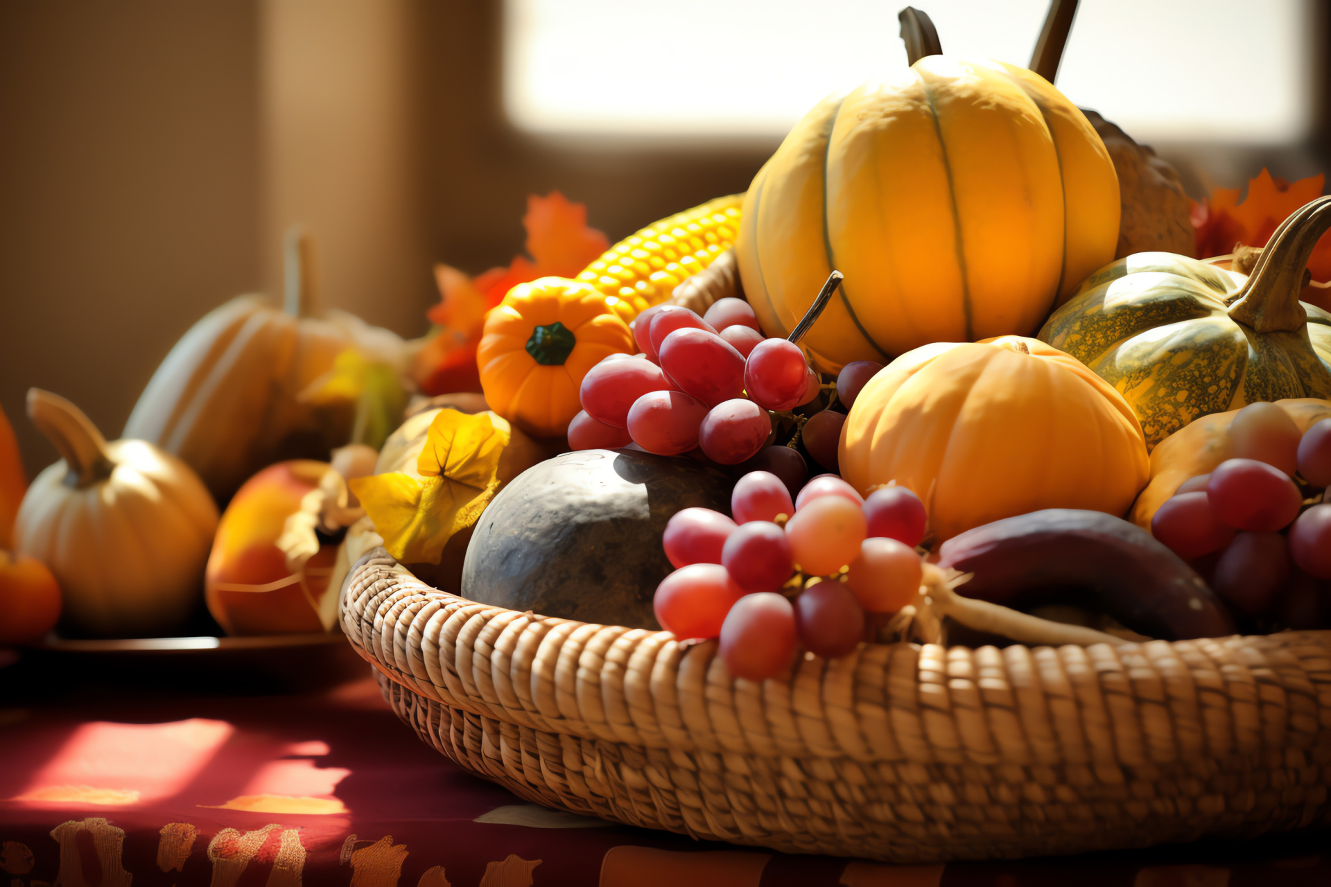 Thanksgiving horn, Handcrafted basket, Harvest symbol, Natural fulness, Agrarian triumph, HD Desktop Wallpaper