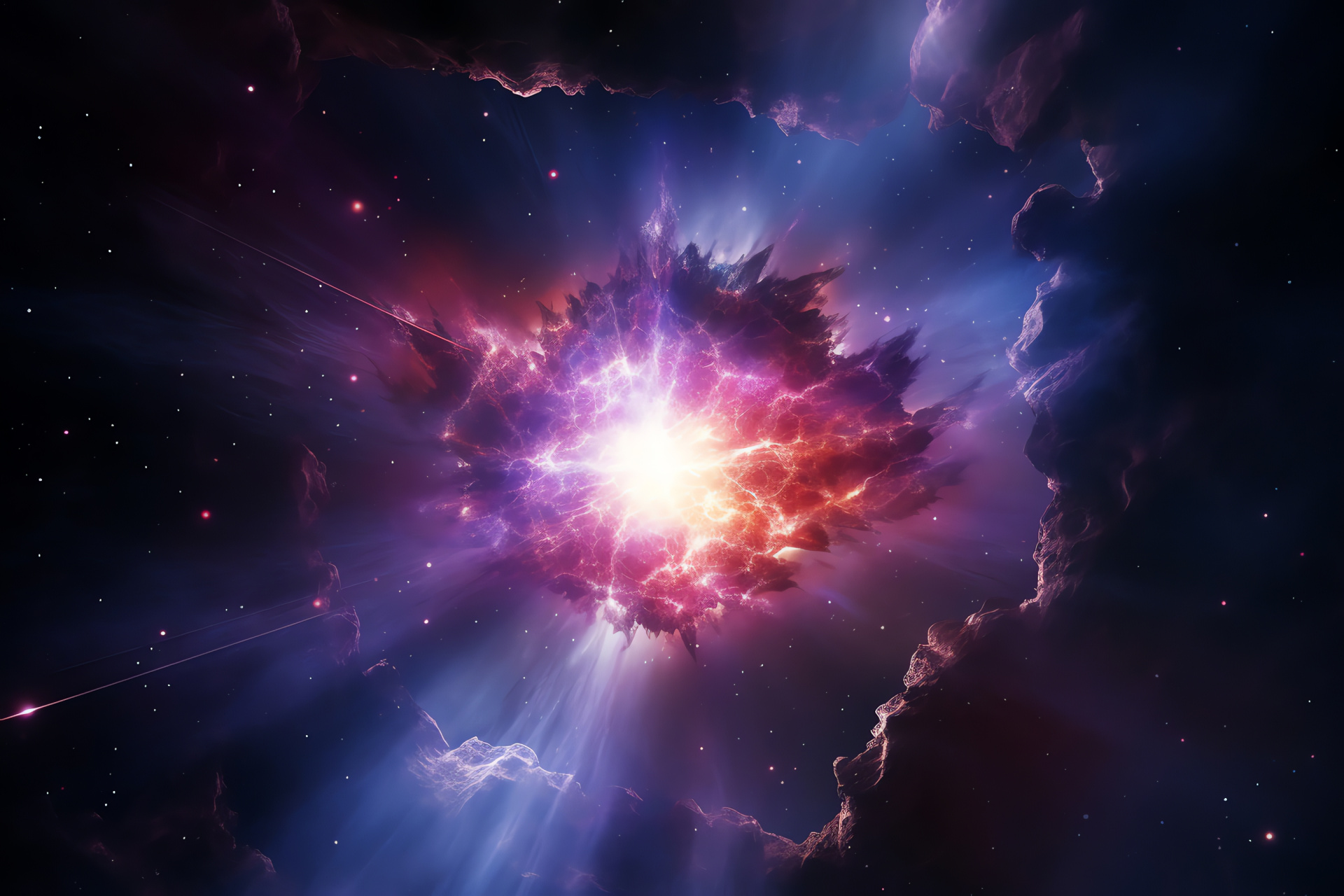Explosive supernova conclusion, Giant star demise, Galactic magnificence, Space expansion, Vast cosmic event, HD Desktop Image