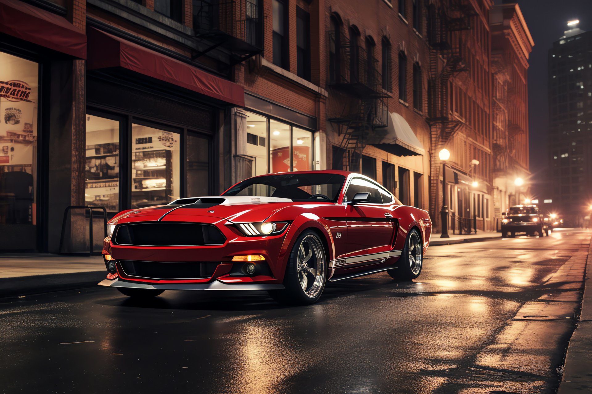 Mustang HD, Detroit auto industry, Muscle car culture, Sporty vehicle design, Aggressive car posture, HD Desktop Wallpaper