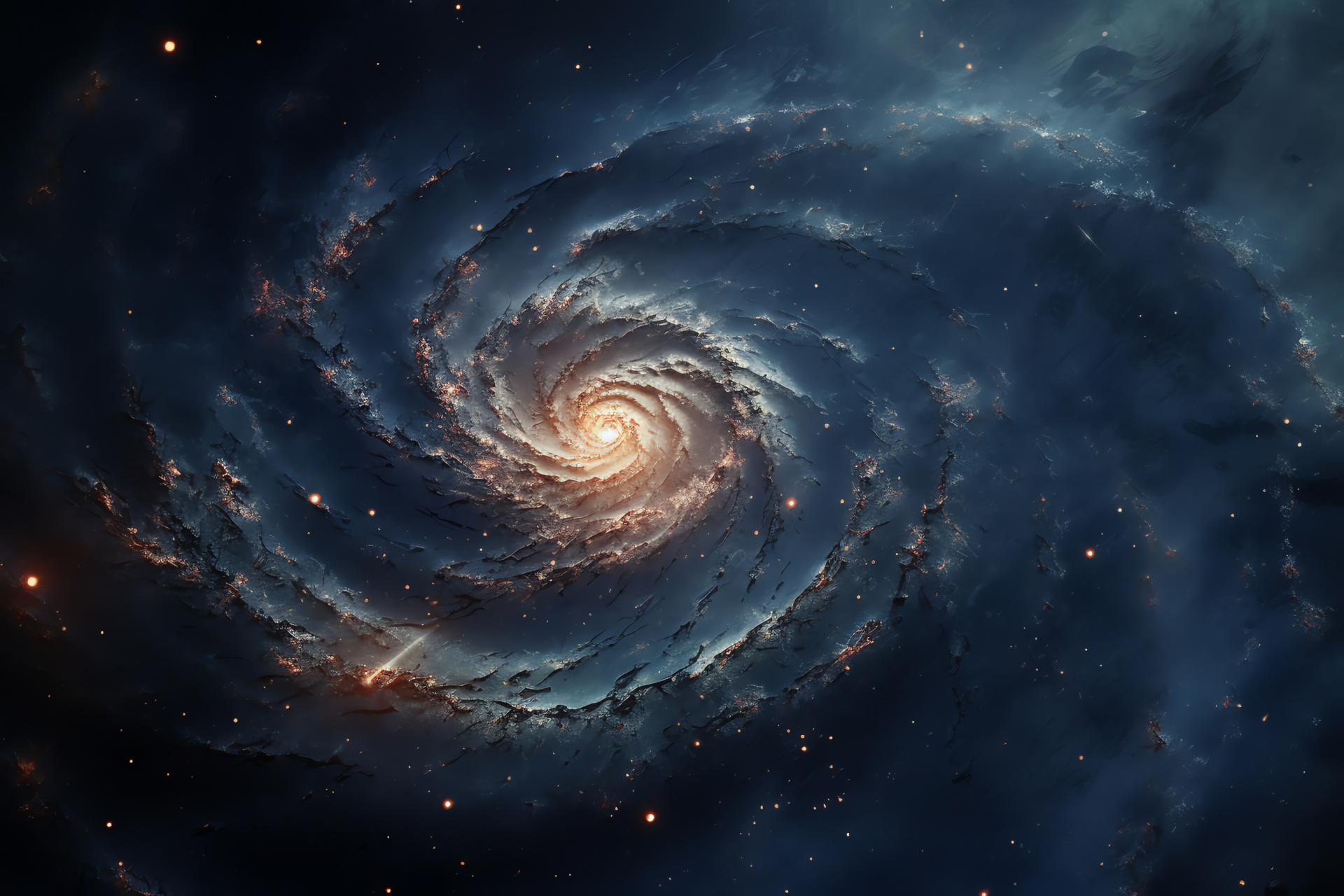 Whirlpool Galaxy grandeur, Messier 51 phenomenon, Spiral galaxy allure, Starburst regions, Celestial whirlwind, HD Desktop Wallpaper