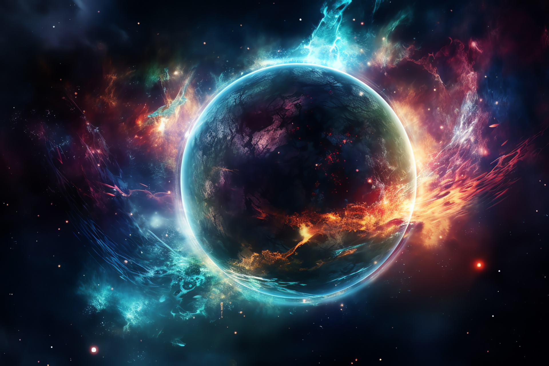 Planet Eclipse, Orbital dance, Cosmic spectacle, Galactic display, Space phenomenon, HD Desktop Image