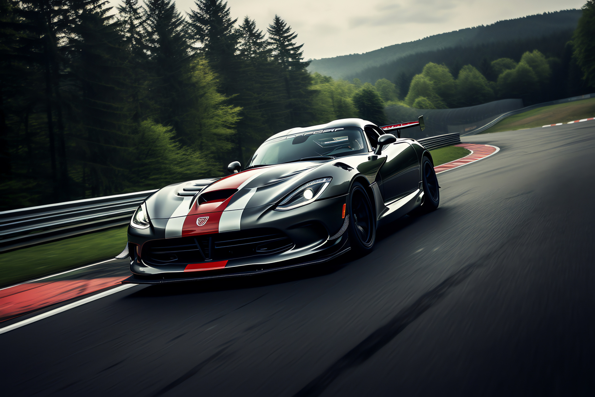 Viper ACR-X, German track, motorsport engineering, track-ready composition, verdant surroundings, HD Desktop Wallpaper