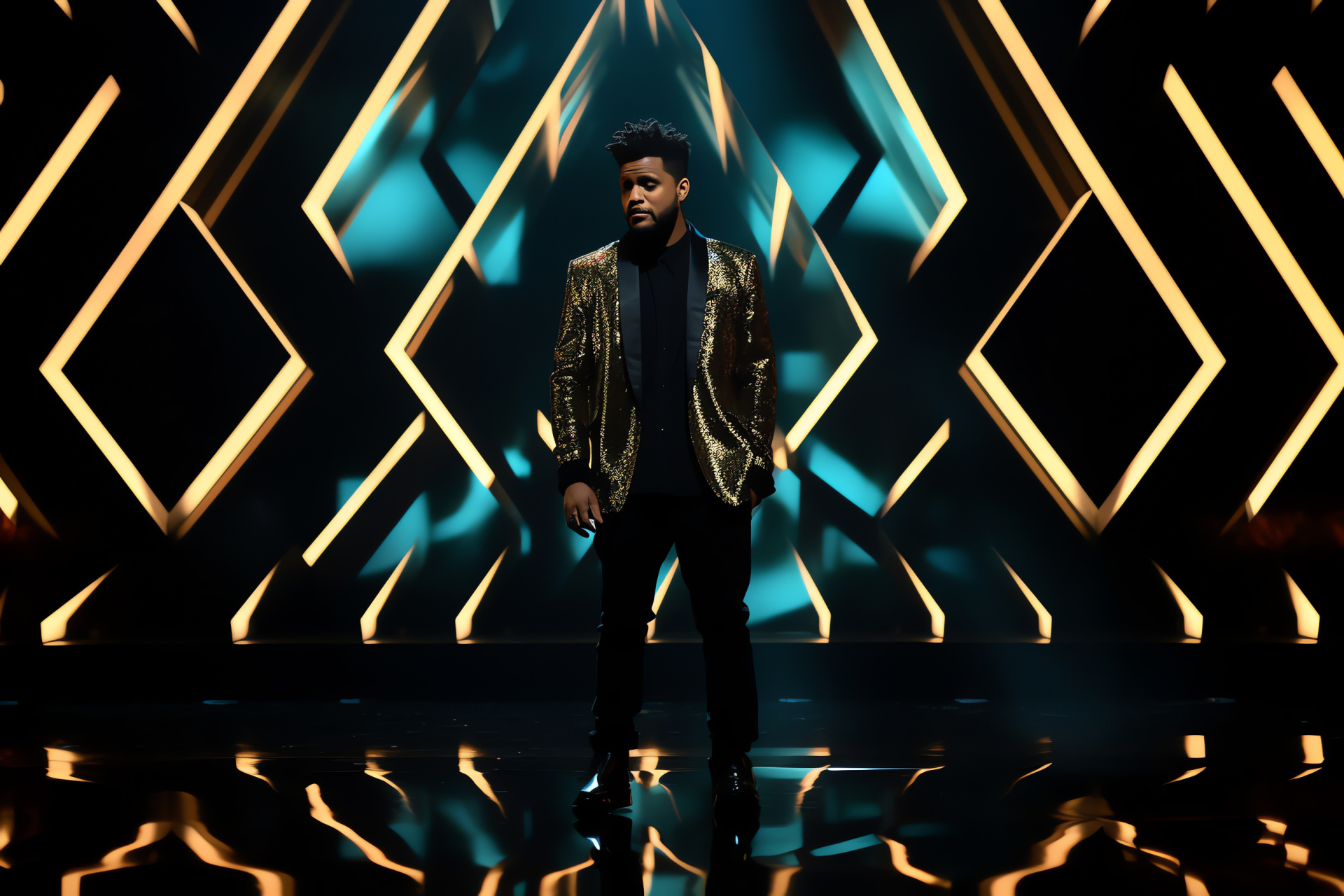 The Weeknd, Award ceremony, Recording industry, Prestigious accolade, Artistic distortion, HD Desktop Image